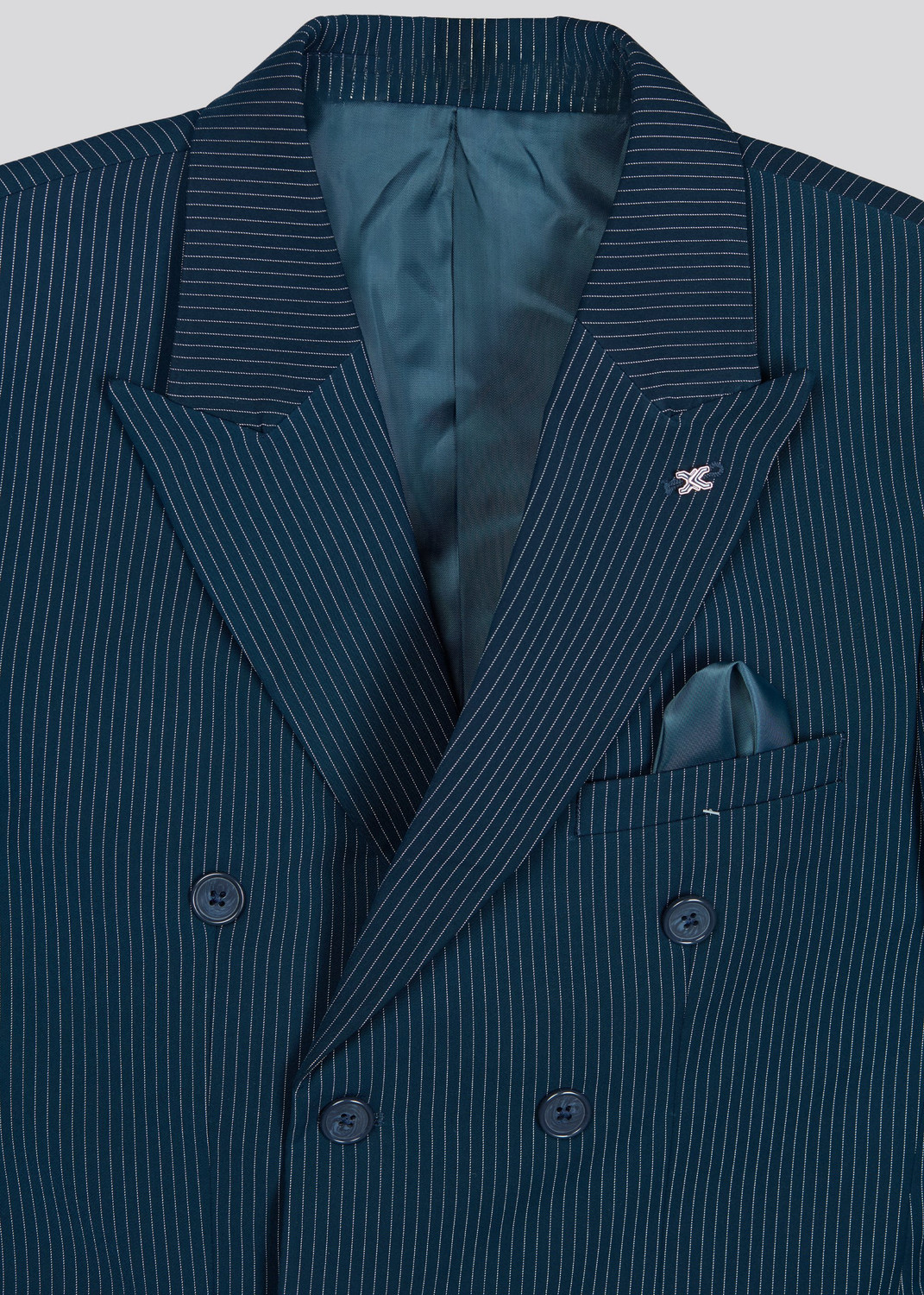 Image of KILLER Men Striped Double Breasted Casual Blazer (Green)