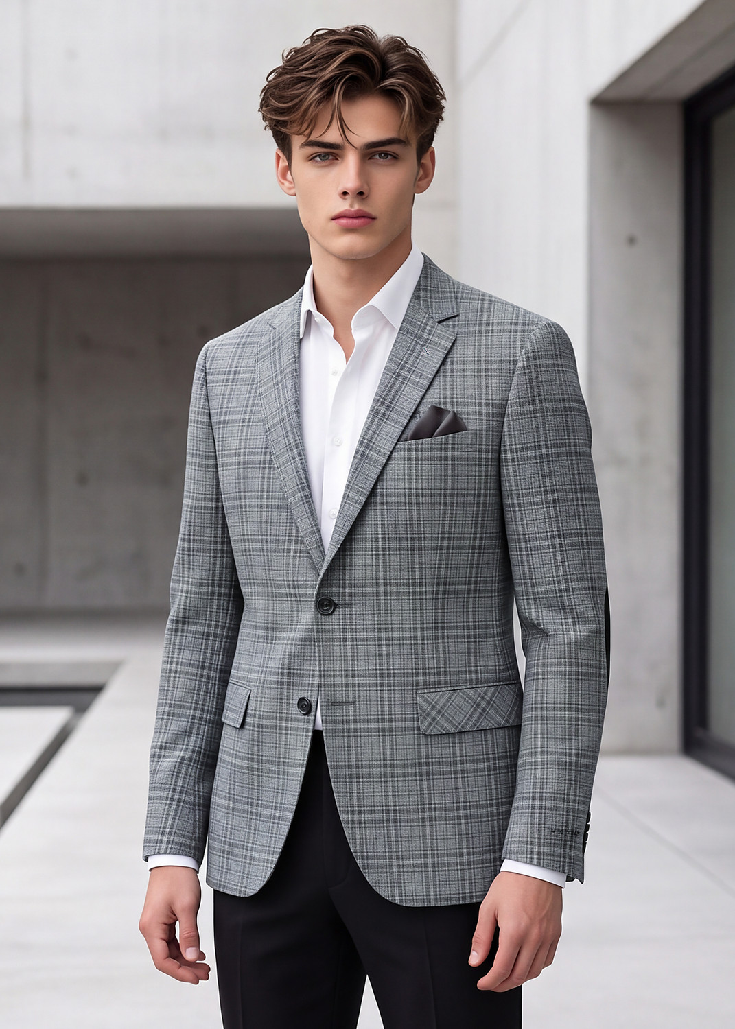 Image of KILLER Men Checkered Single Breasted Casual Blazer (Grey)