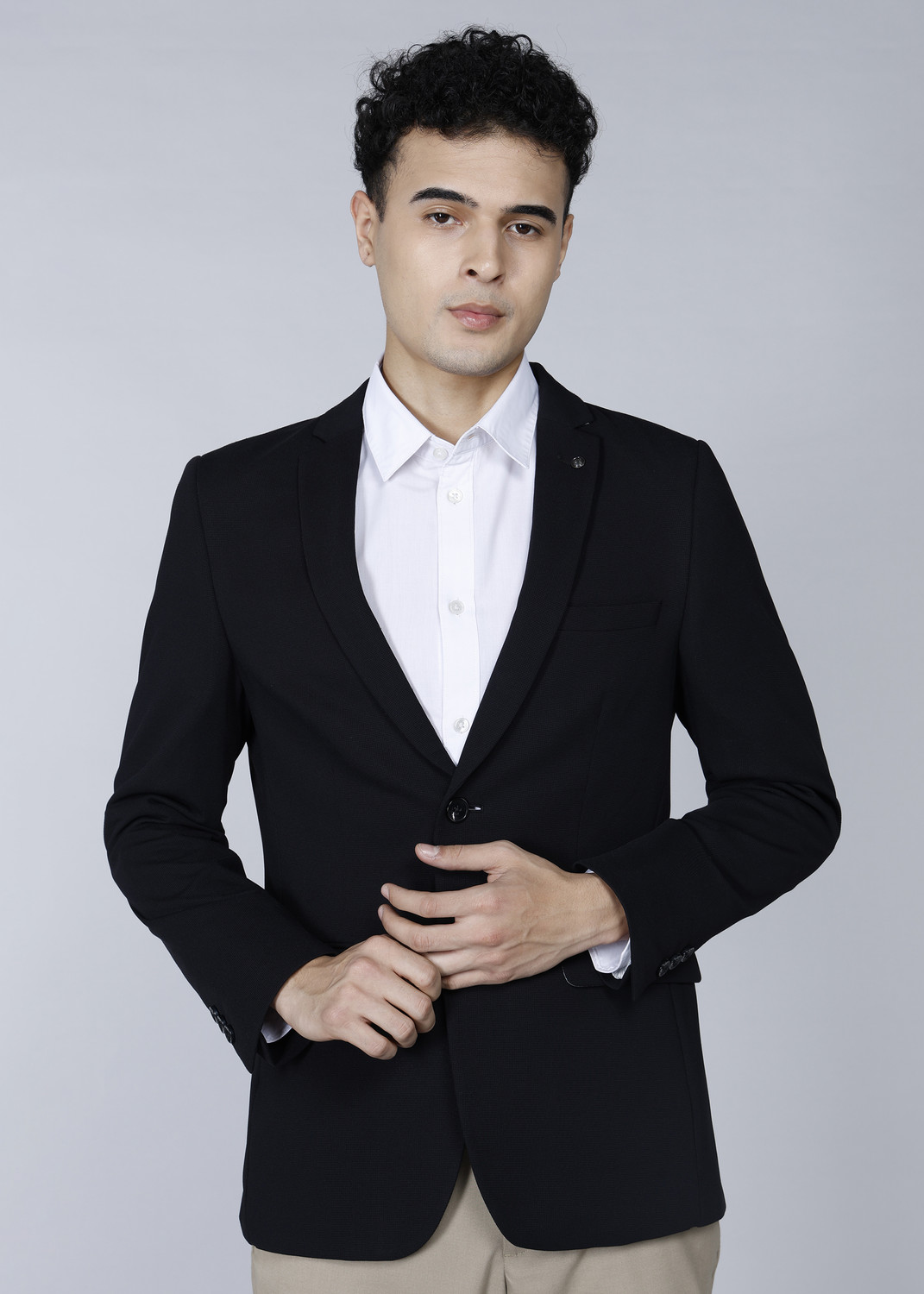 Image of Allen Solly Solid Double Breasted Casual Men Blazer