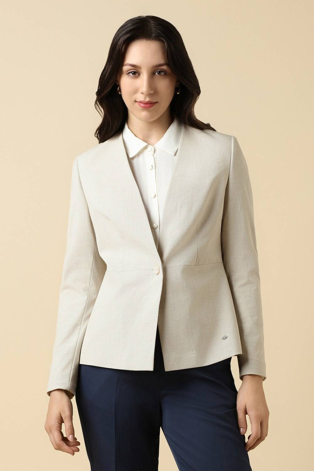 Allen Solly Solid Single Breasted Formal Women Blazer