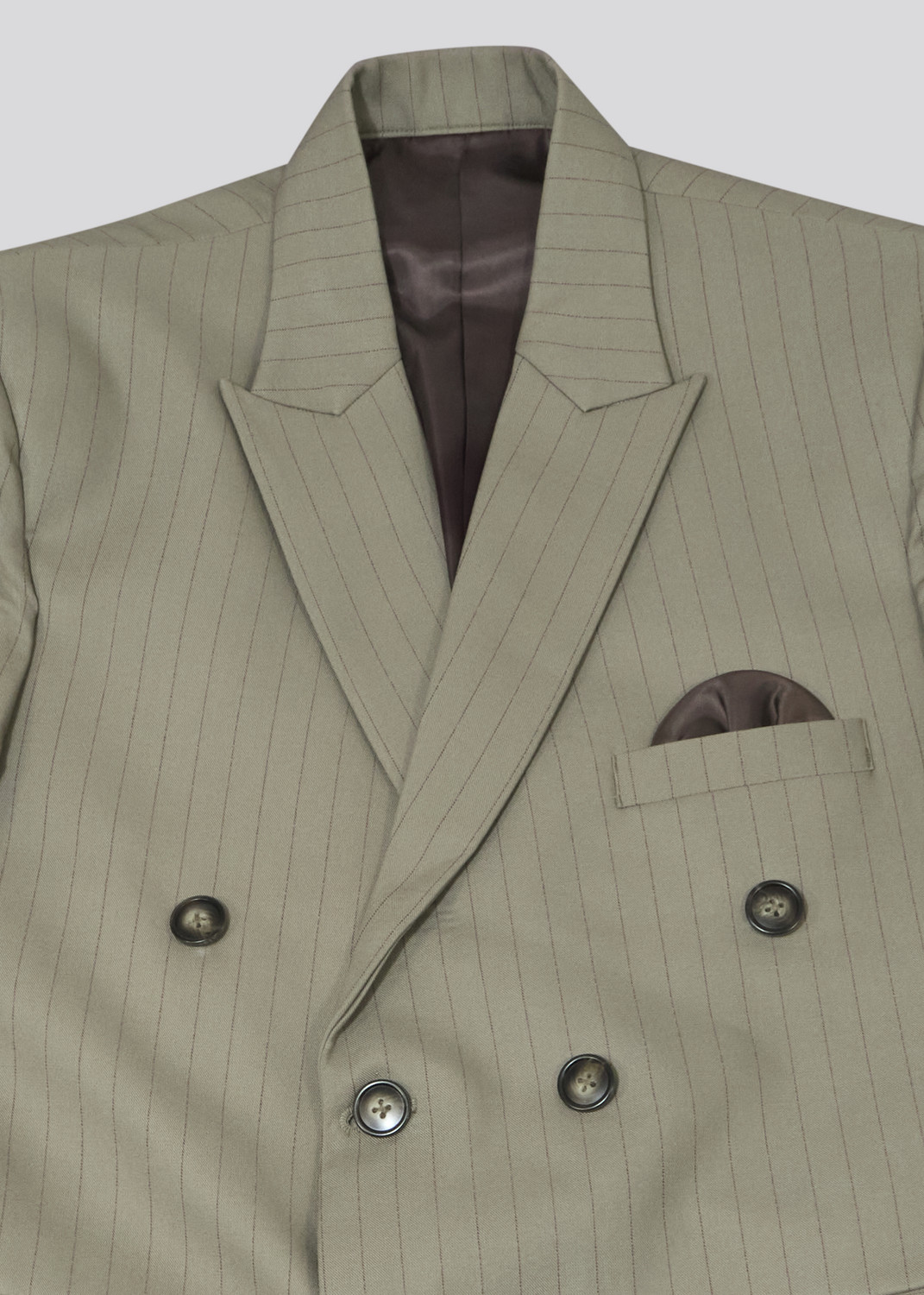 Image of KILLER Men Striped Double Breasted Casual Blazer (Dark Green)
