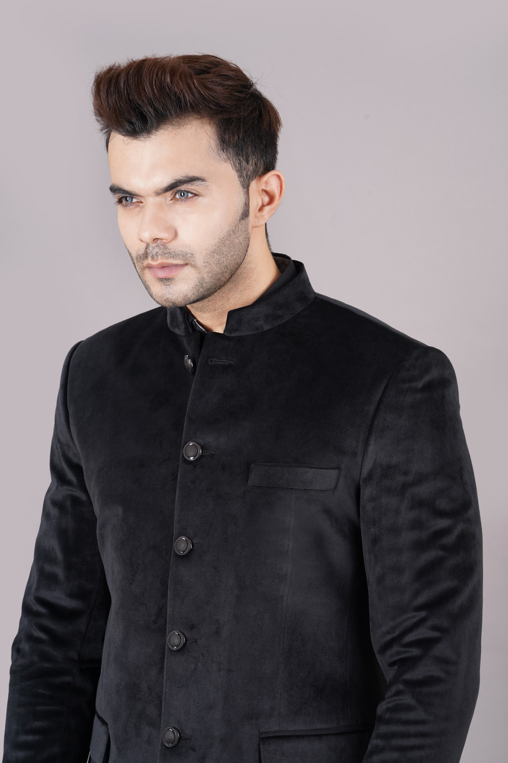 Image of bloomingfashion Solid Bandhgala Party Men Blazer