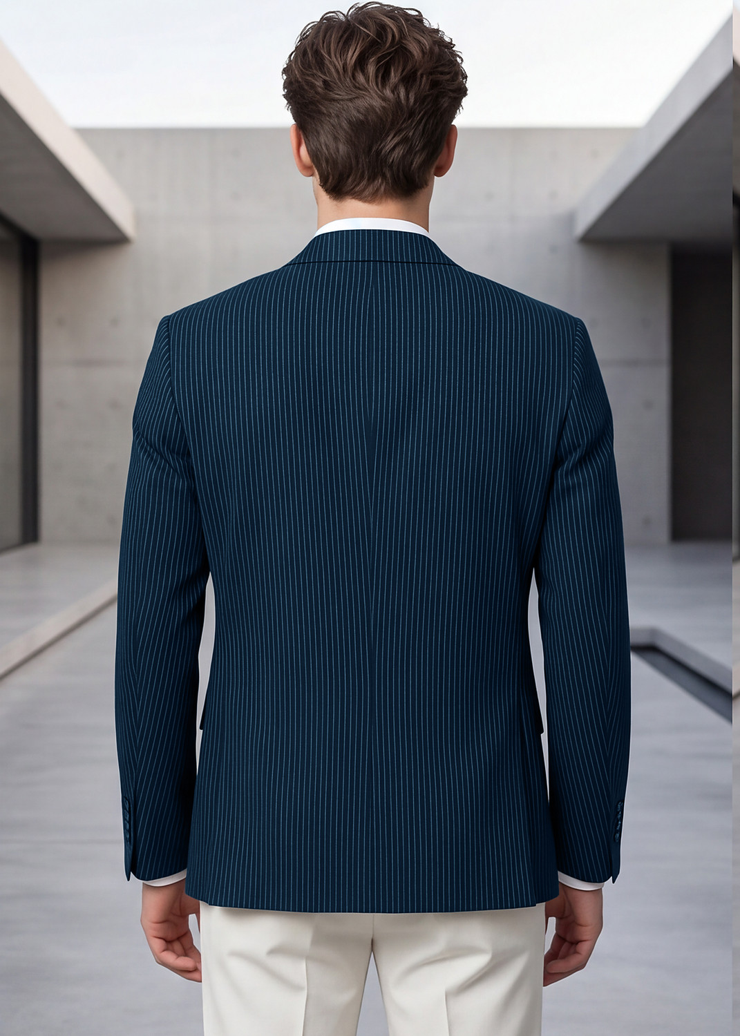 Image of KILLER Men Striped Double Breasted Casual Blazer (Green)