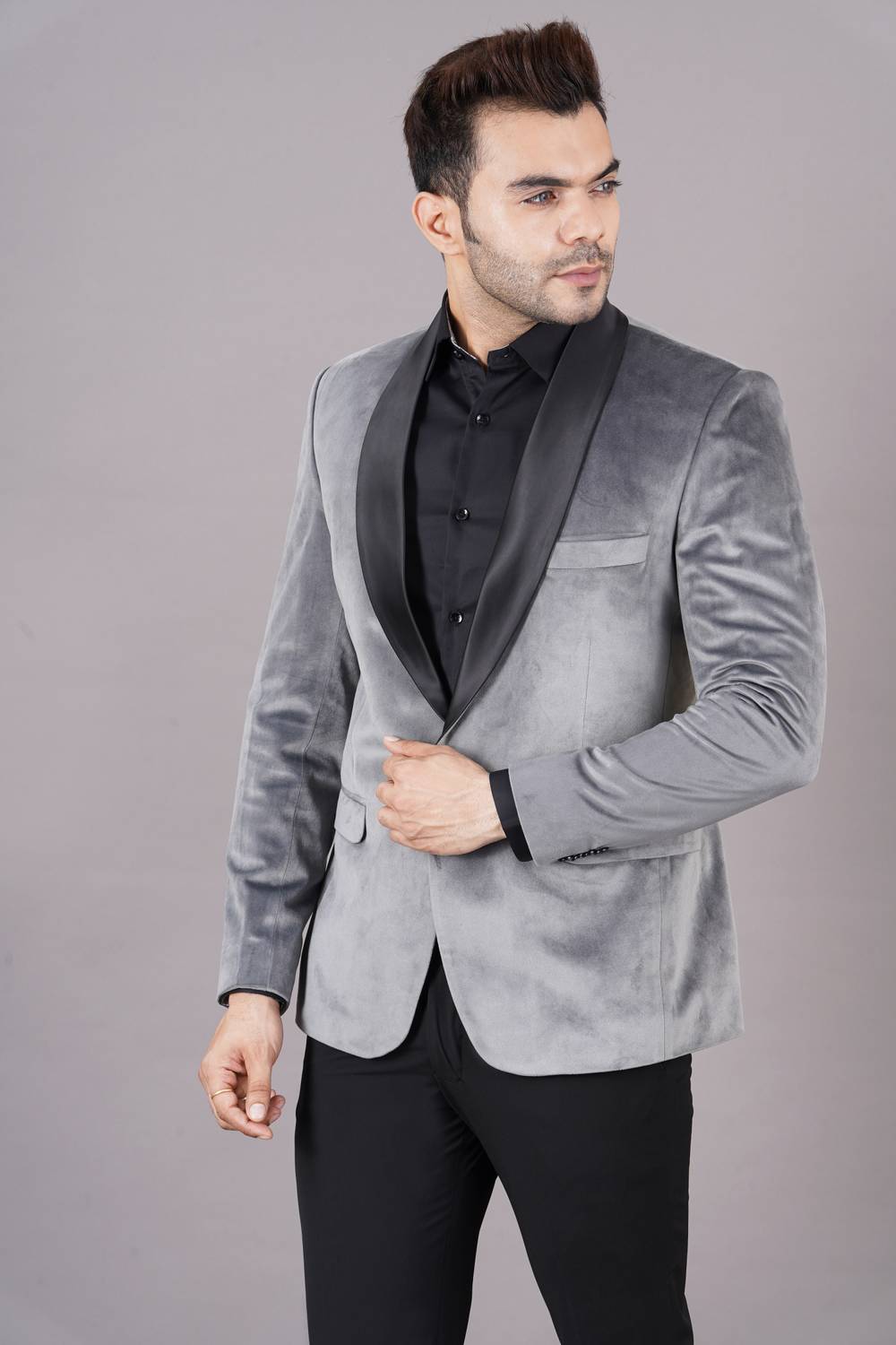 bloomingfashion Solid Tuxedo Style Party Men Blazer