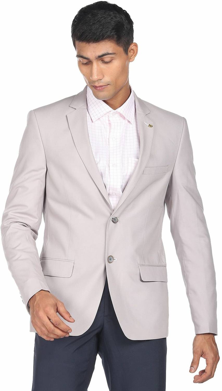 AD by Arvind Solid Single Breasted Formal Men Blazer