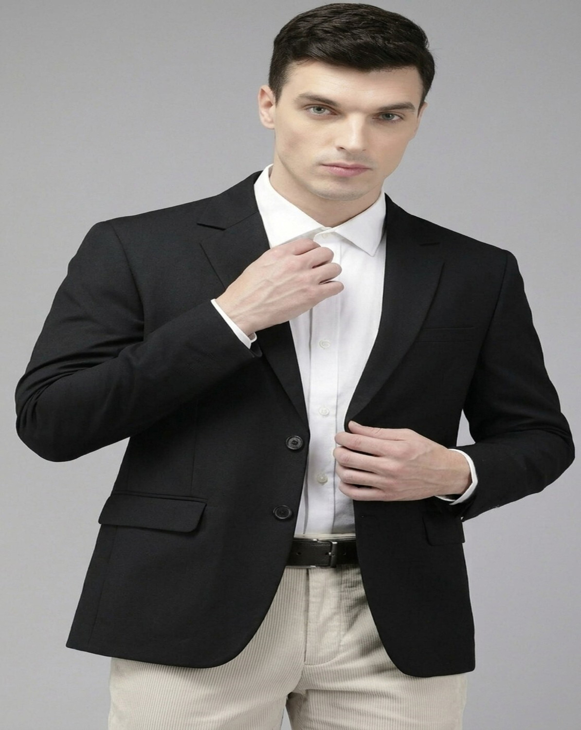 Image of MOONXS Solid Single Breasted Formal Men Blazer