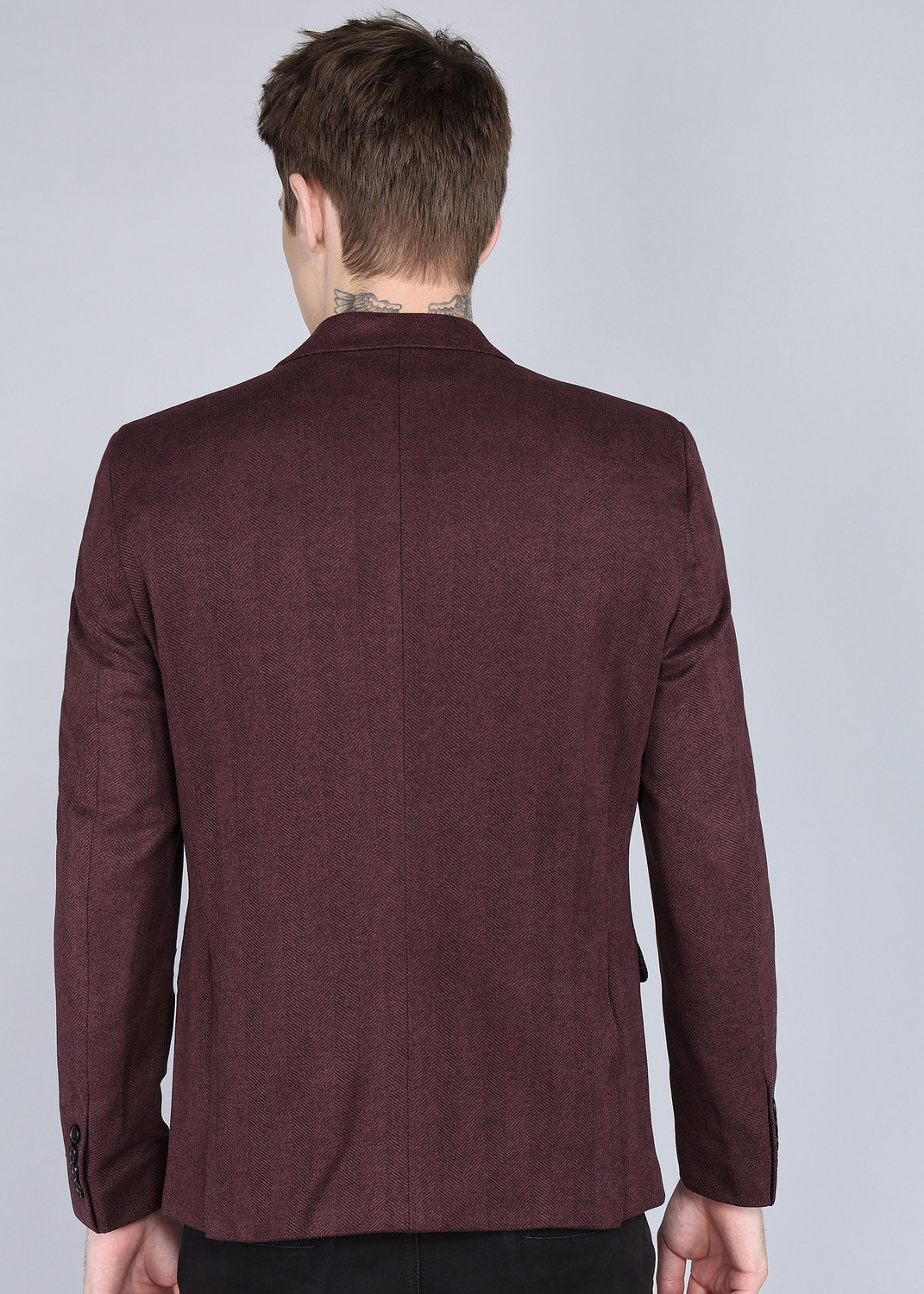 Image of KILLER Men Solid Double Breasted Casual Blazer (Maroon)