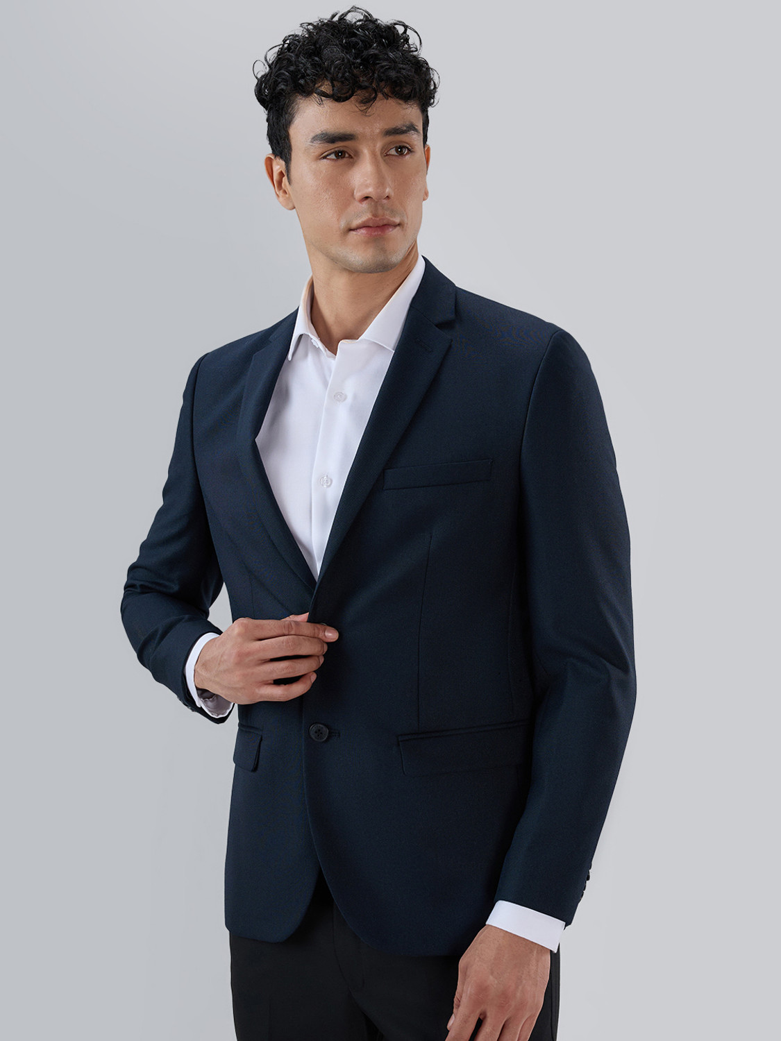 Image of PARK AVENUE Solid Bandhgala Formal Men Blazer