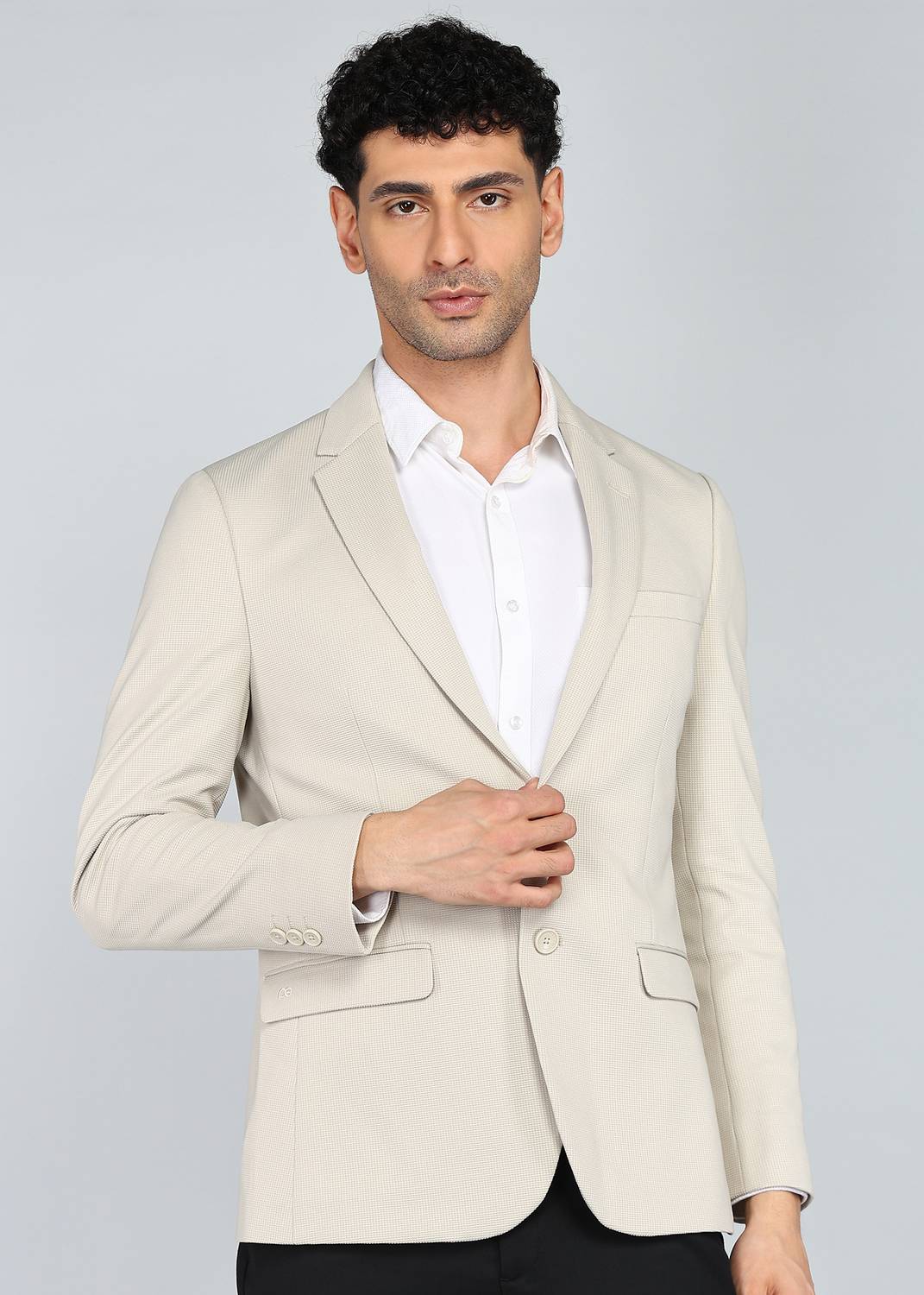 PETER ENGLAND Solid Tuxedo Style Blazer - Image 1