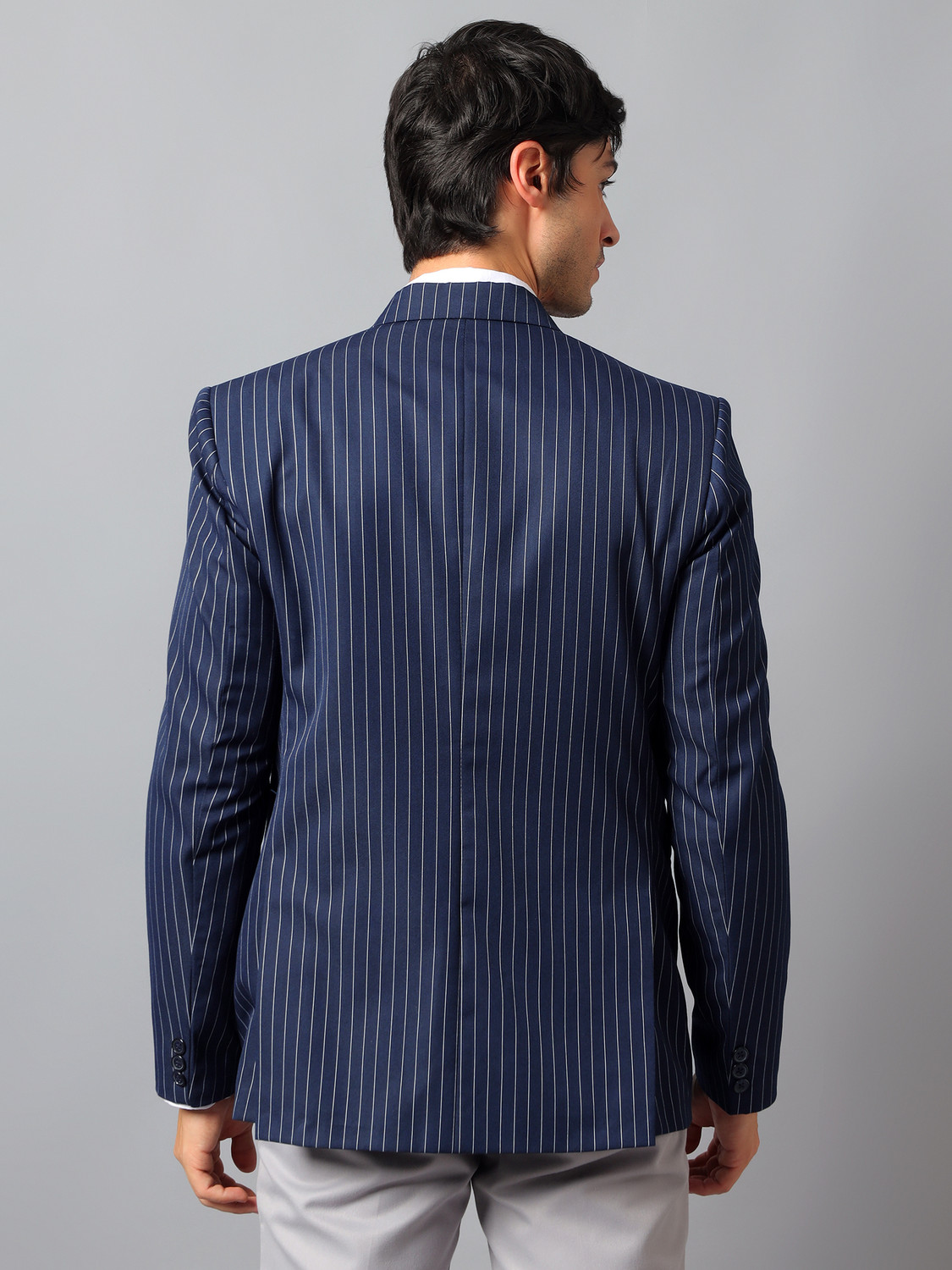 Image of The Button Story Striped Double Breasted Casual, Festive, Festive & Wedding, Formal, Lounge Wear, Party, Wedding Men Blazer
