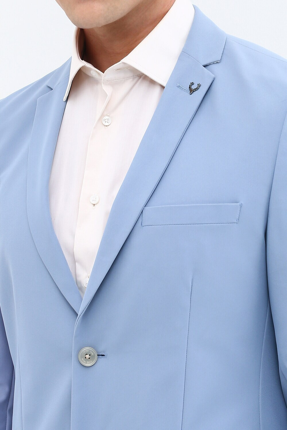 Image of Allen Solly Men Solid Single Breasted Formal Blazer (Light Blue)