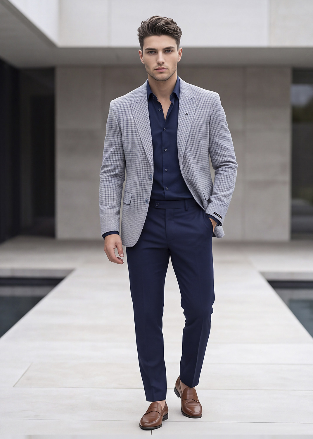 Image of KILLER Self Design Single Breasted Casual Men Blazer