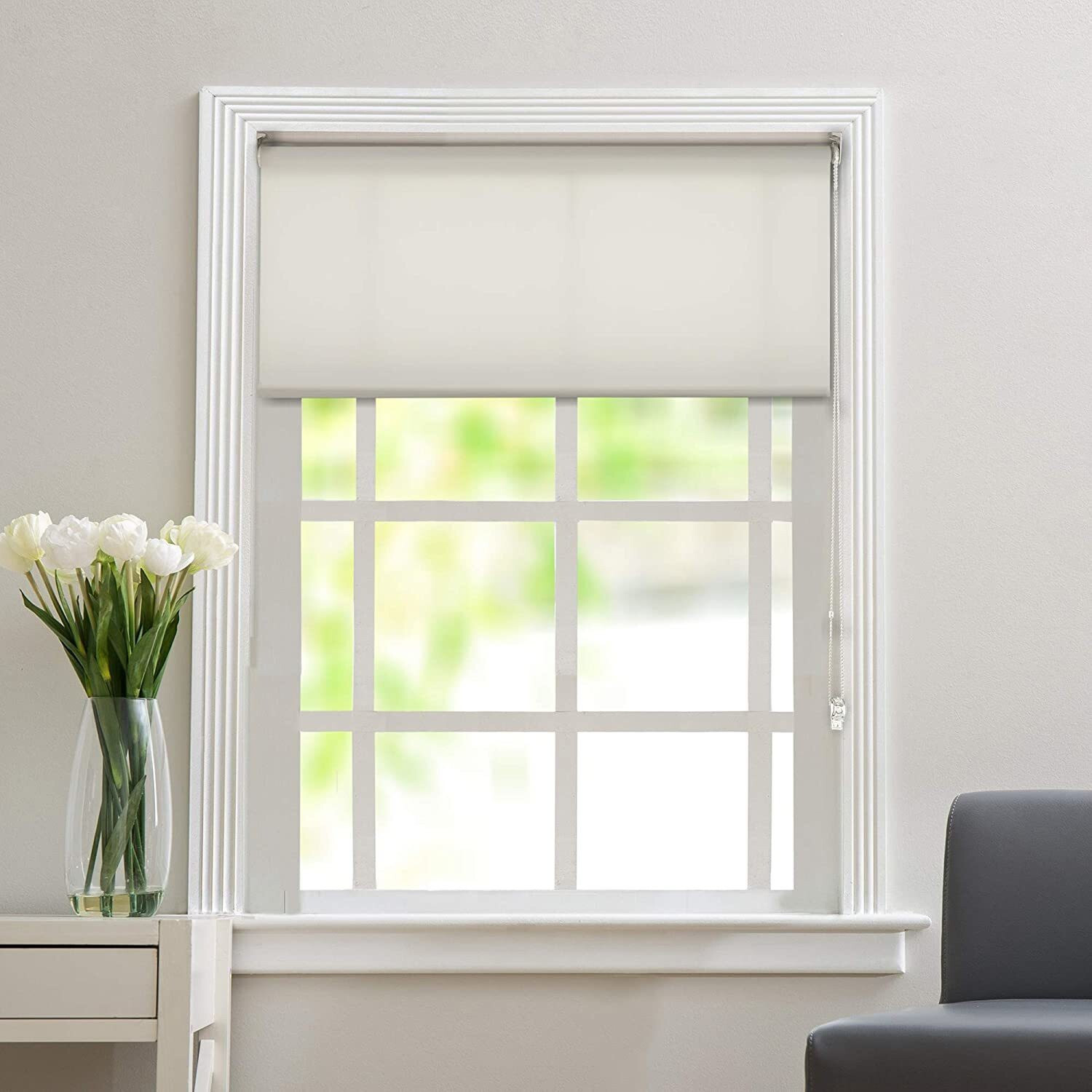 Image of Deco Window Roller Blind Cord Drawn In Window