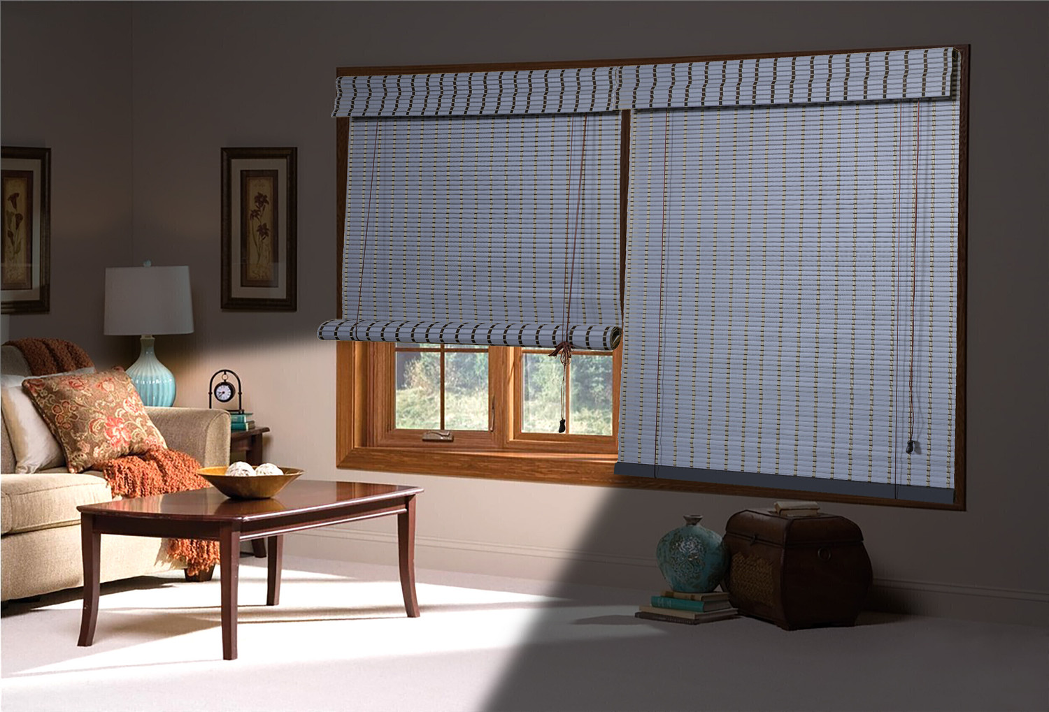 Image of RK DECOR Roller Blind Cord Drawn On Window