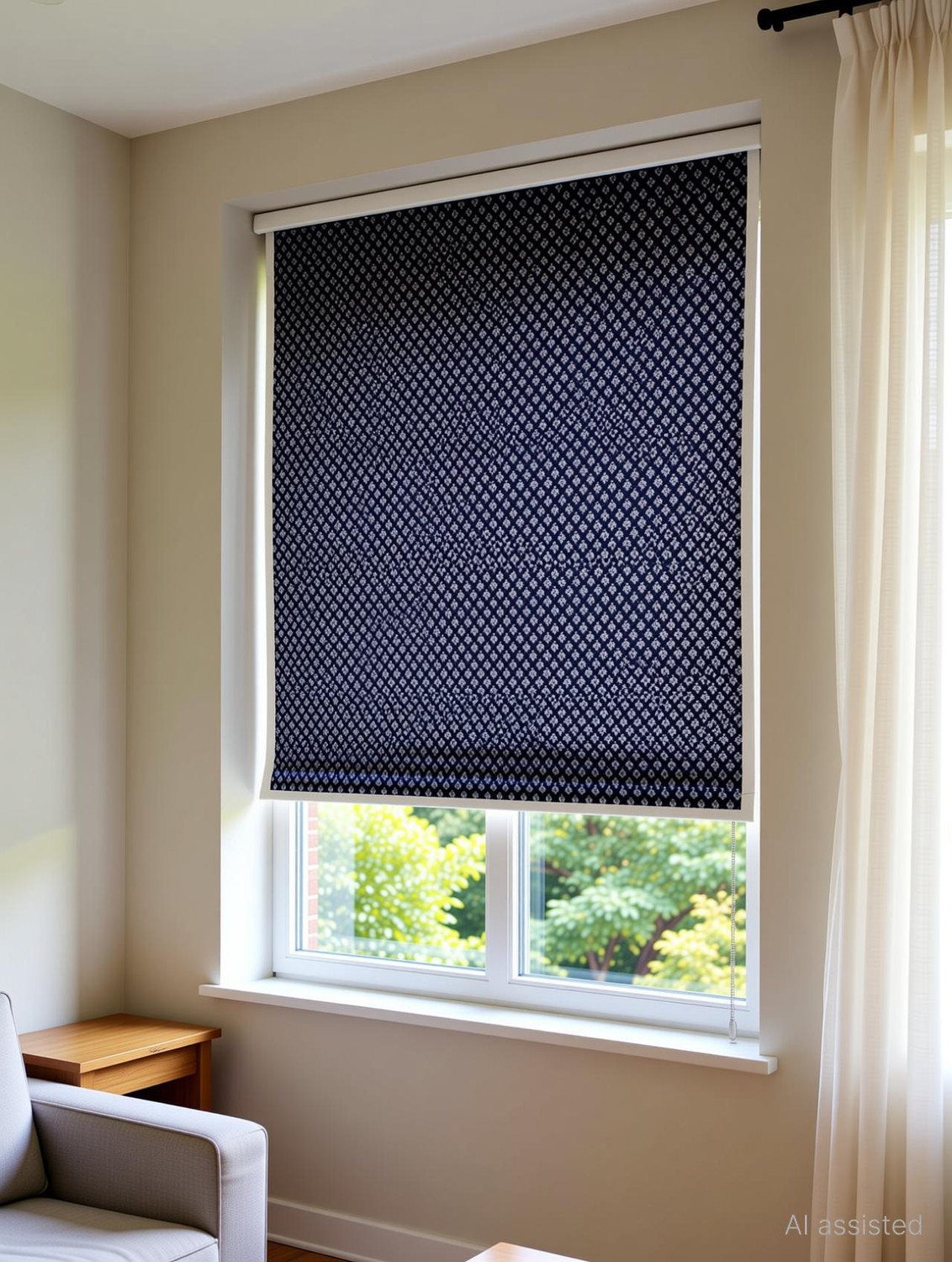 Image of Aangad Roller Blind Hand Drawn On Ceiling