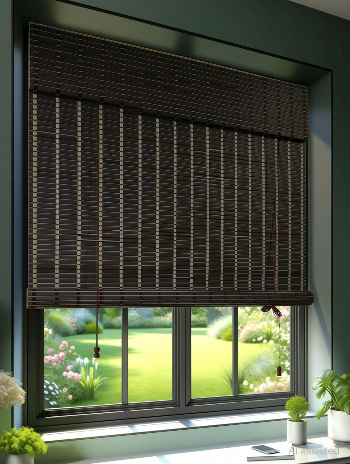 Image of RK DECOR Roller Blind Cord Drawn On Window