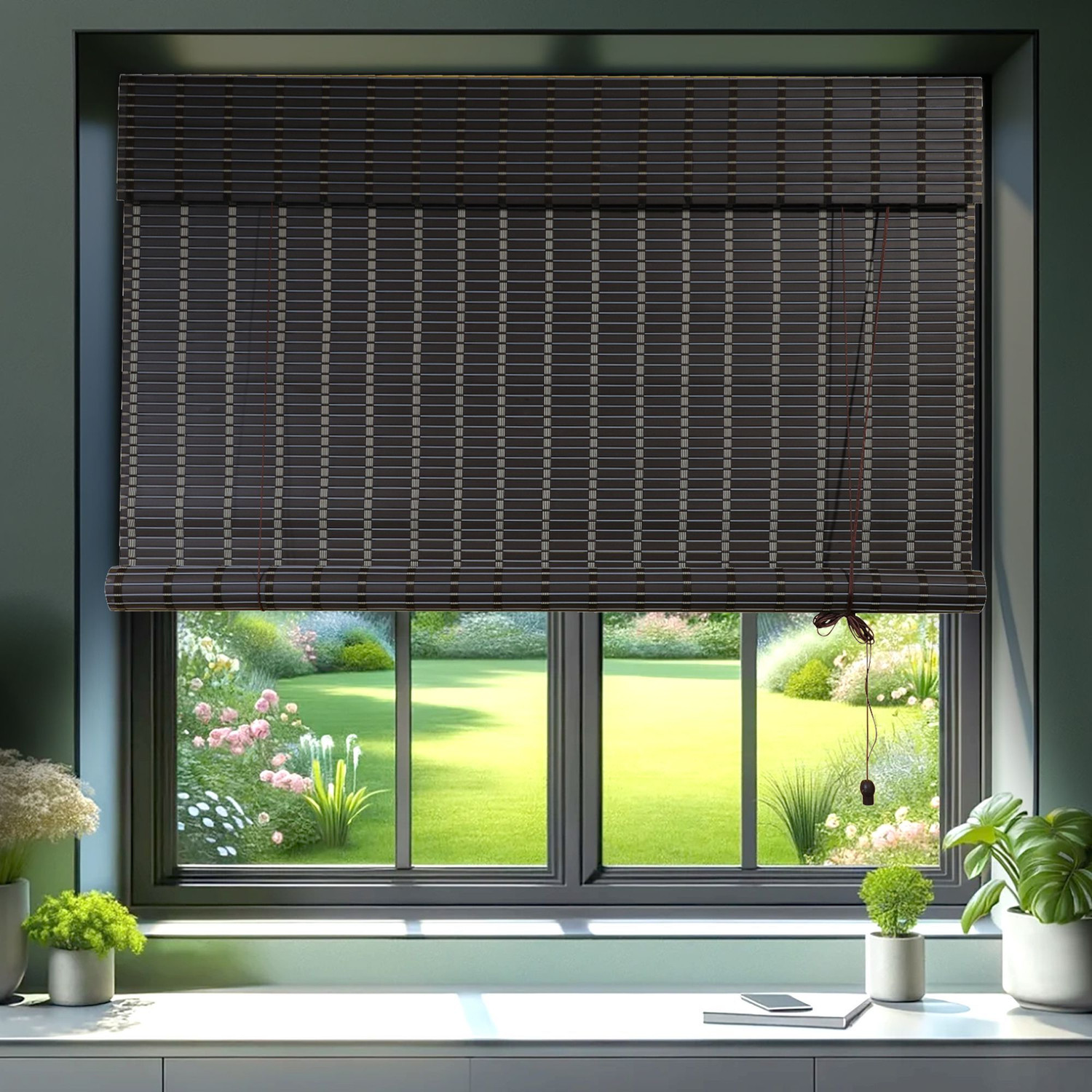 Image of RK DECOR Roller Blind Cord Drawn On Window