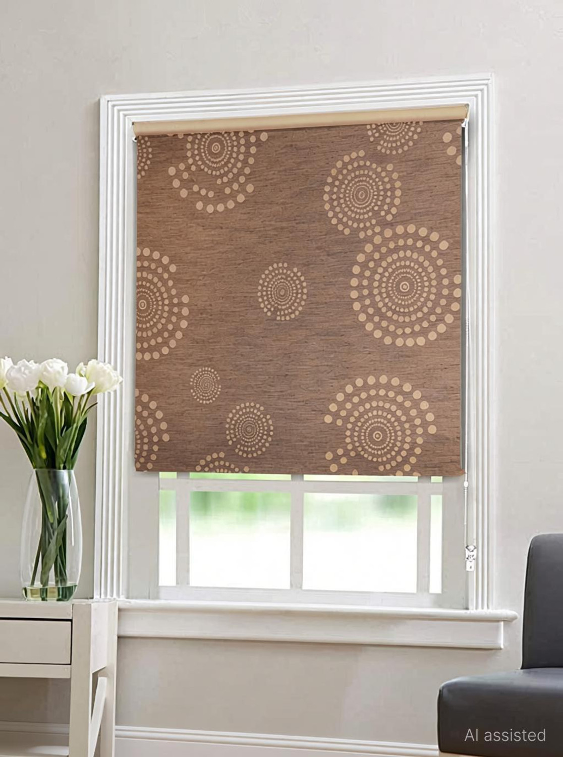Image of GD GC Roller Blind Cord Drawn On Window