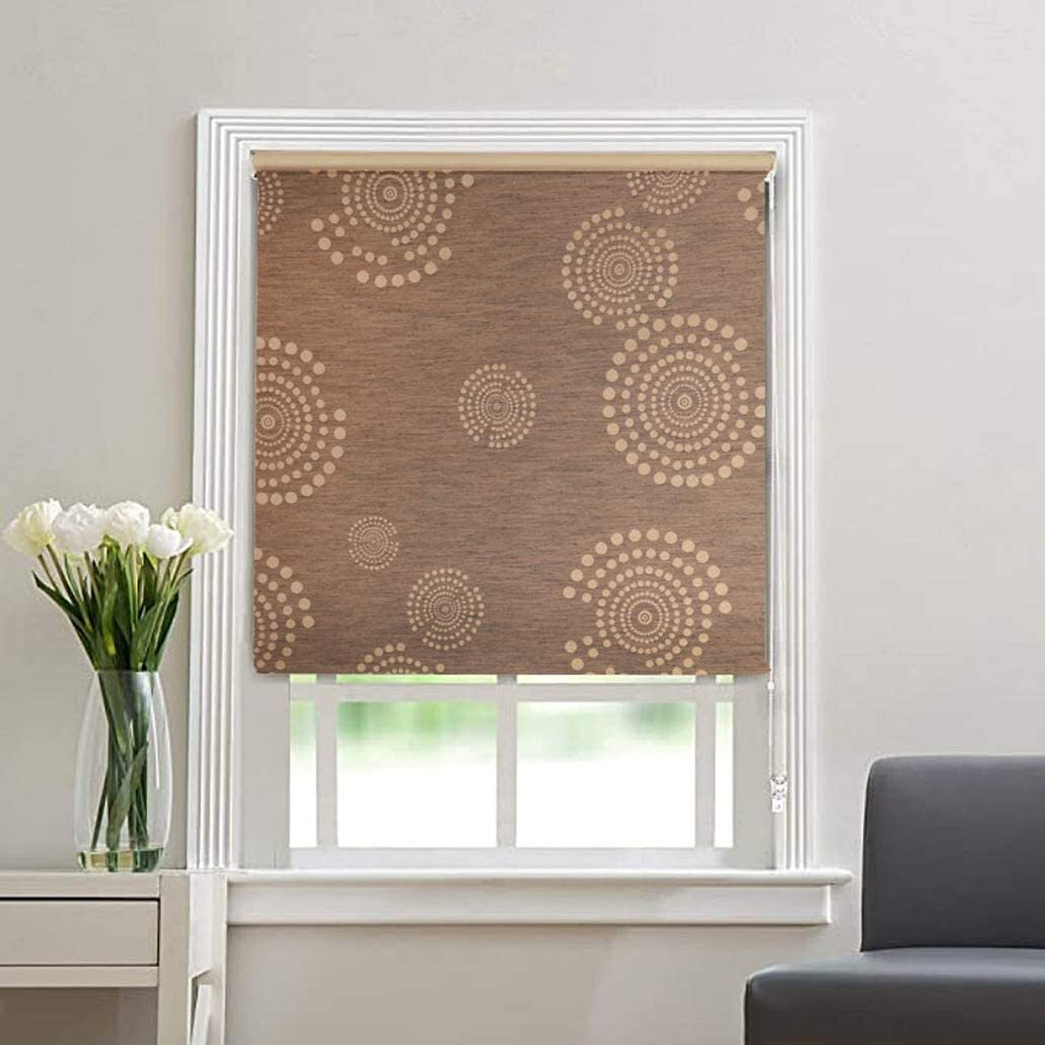 Image of GD GC Roller Blind Cord Drawn On Window