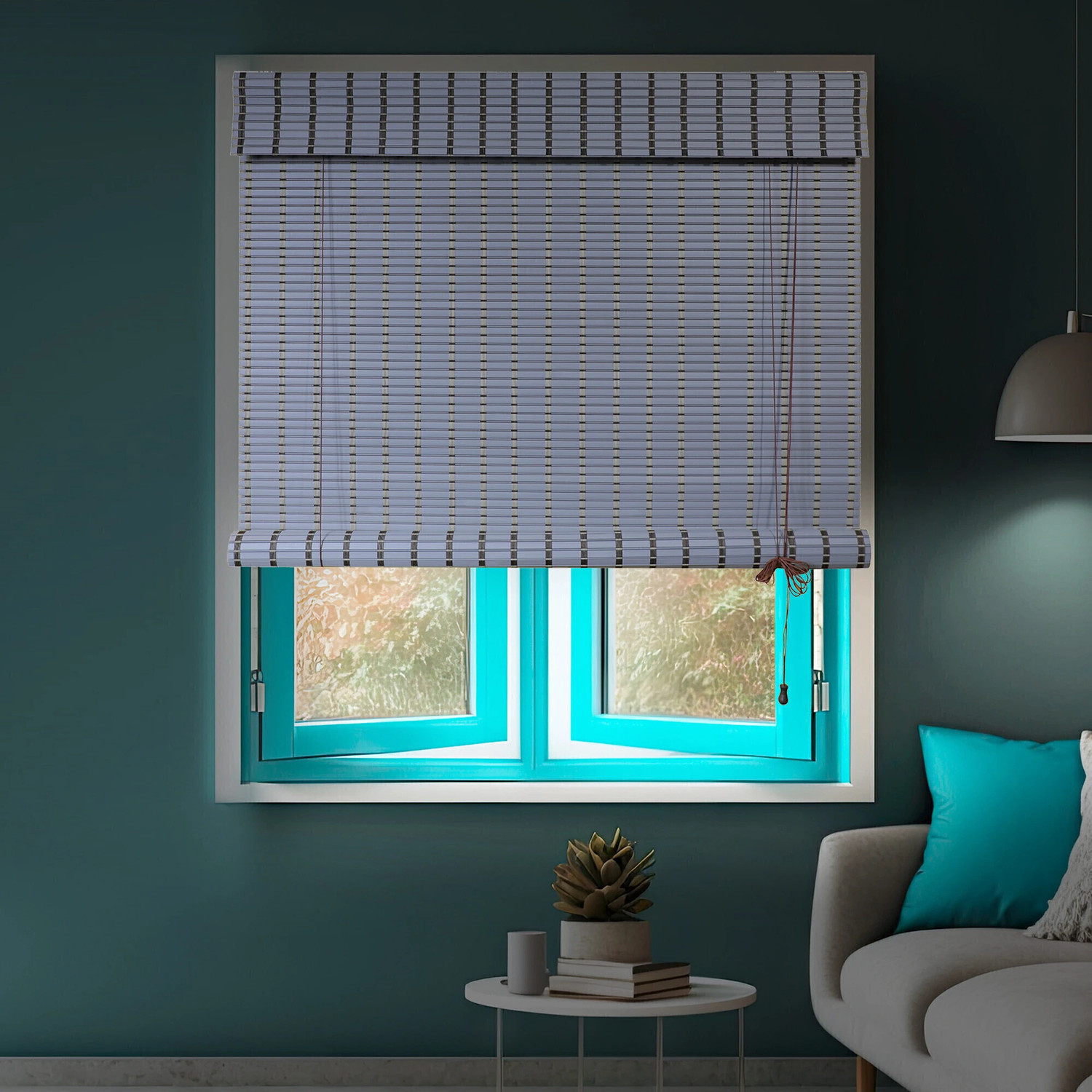 Image of RK DECOR Roller Blind Cord Drawn On Window