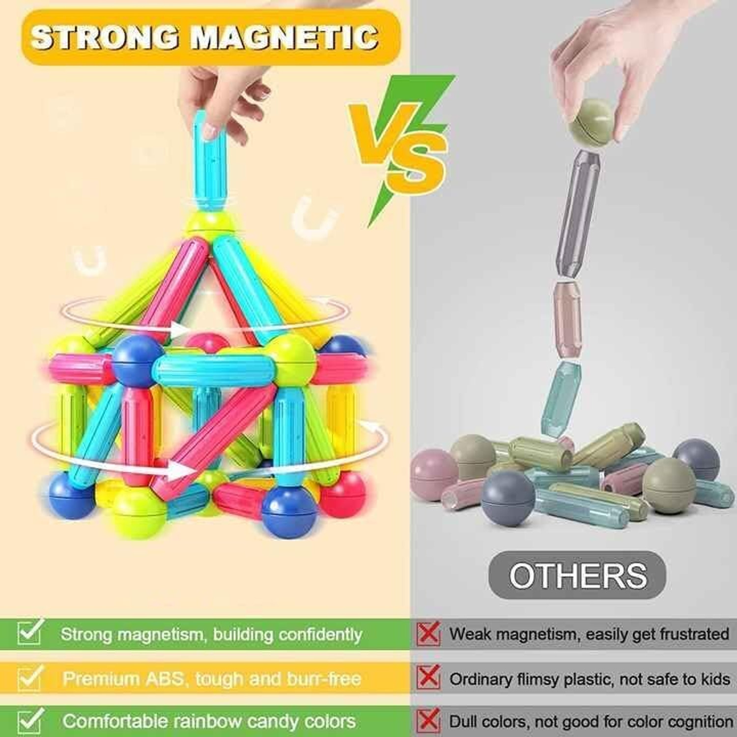Image of J K INTERNATIONAL Magnetic Sticks Building Blocks for Kids Brain Toys ( 48 pcs )