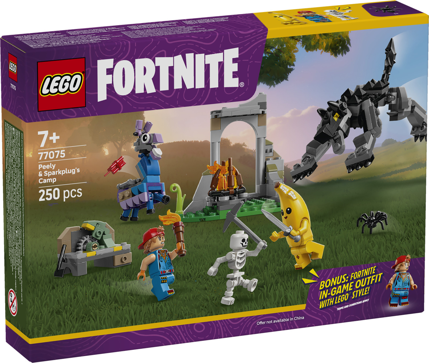 Image of LEGO Fortnite Peely & Sparkplugs Camp Video Game Building Set 77075