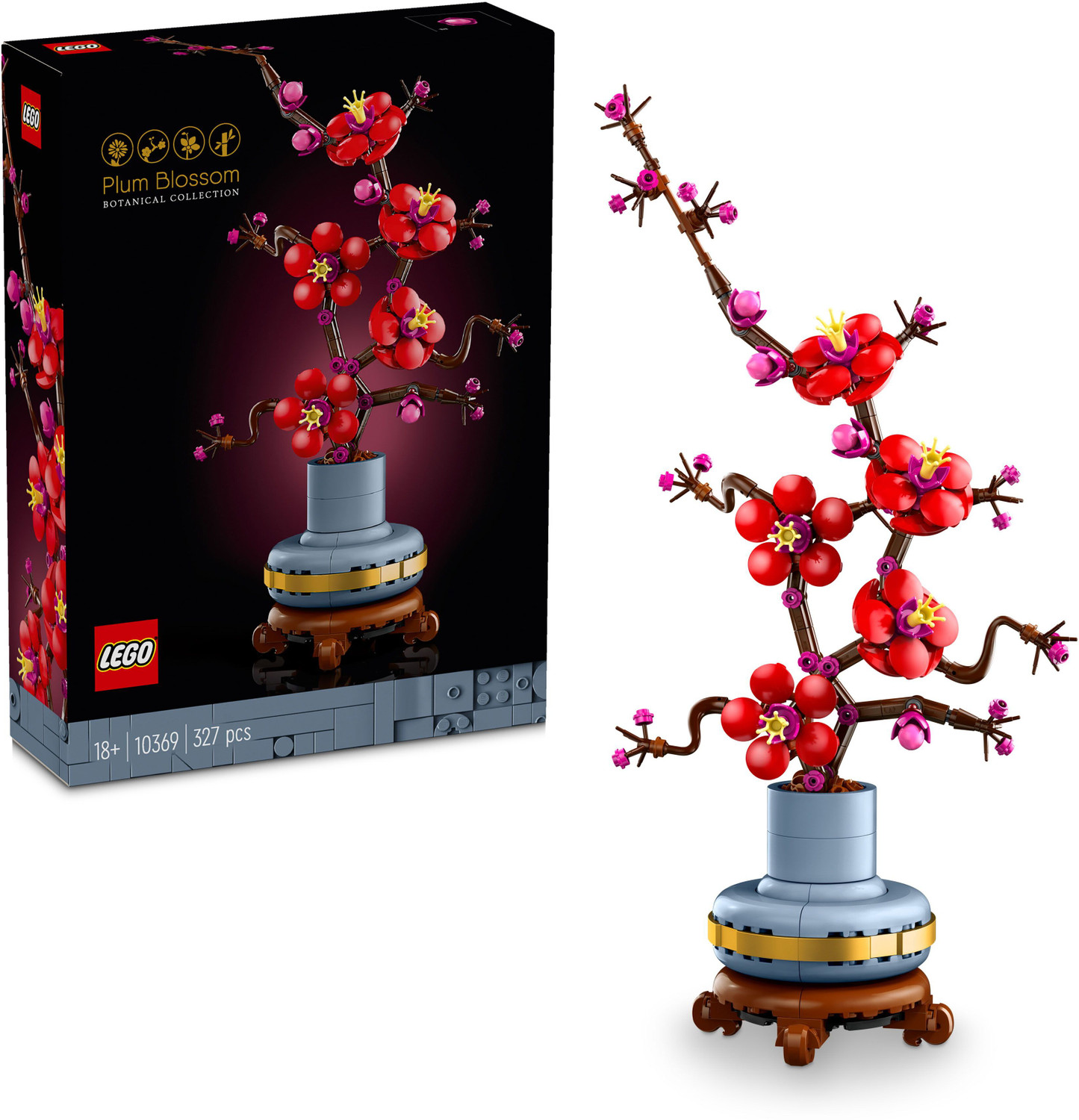 Image of LEGO Icons Plum Blossom Flower Decor Display Set 10369 (327 Pieces)