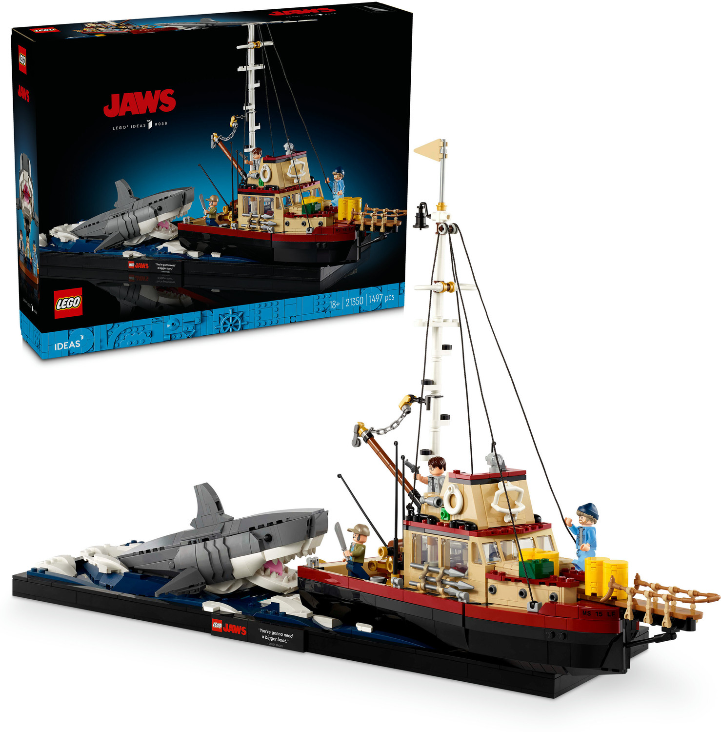 Image of LEGO Ideas Jaws, Shark Gift for Adults 21350 (1497 Pieces)