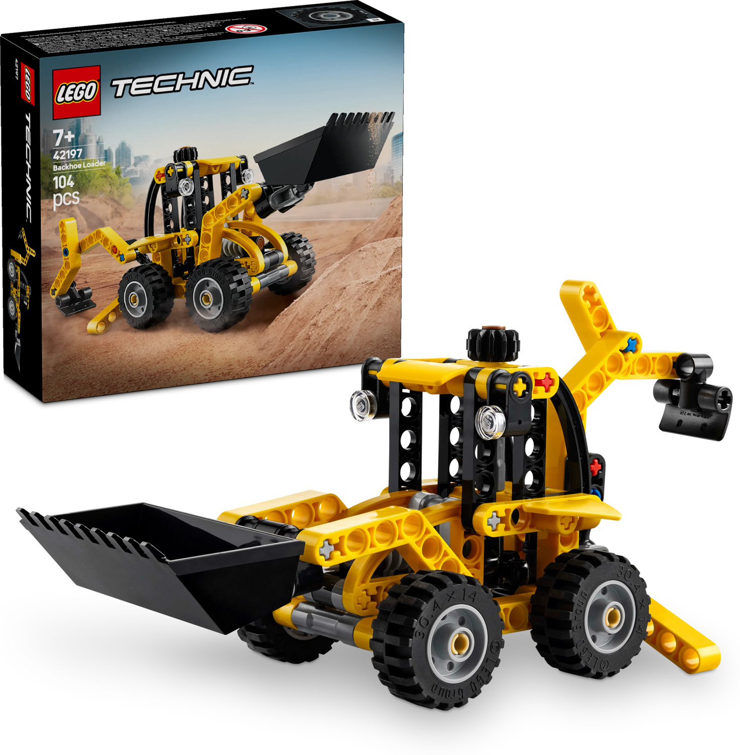 Image of LEGO Technic Backhoe Loader Construction Toy Vehicle Set 42197 (104 Blocks)