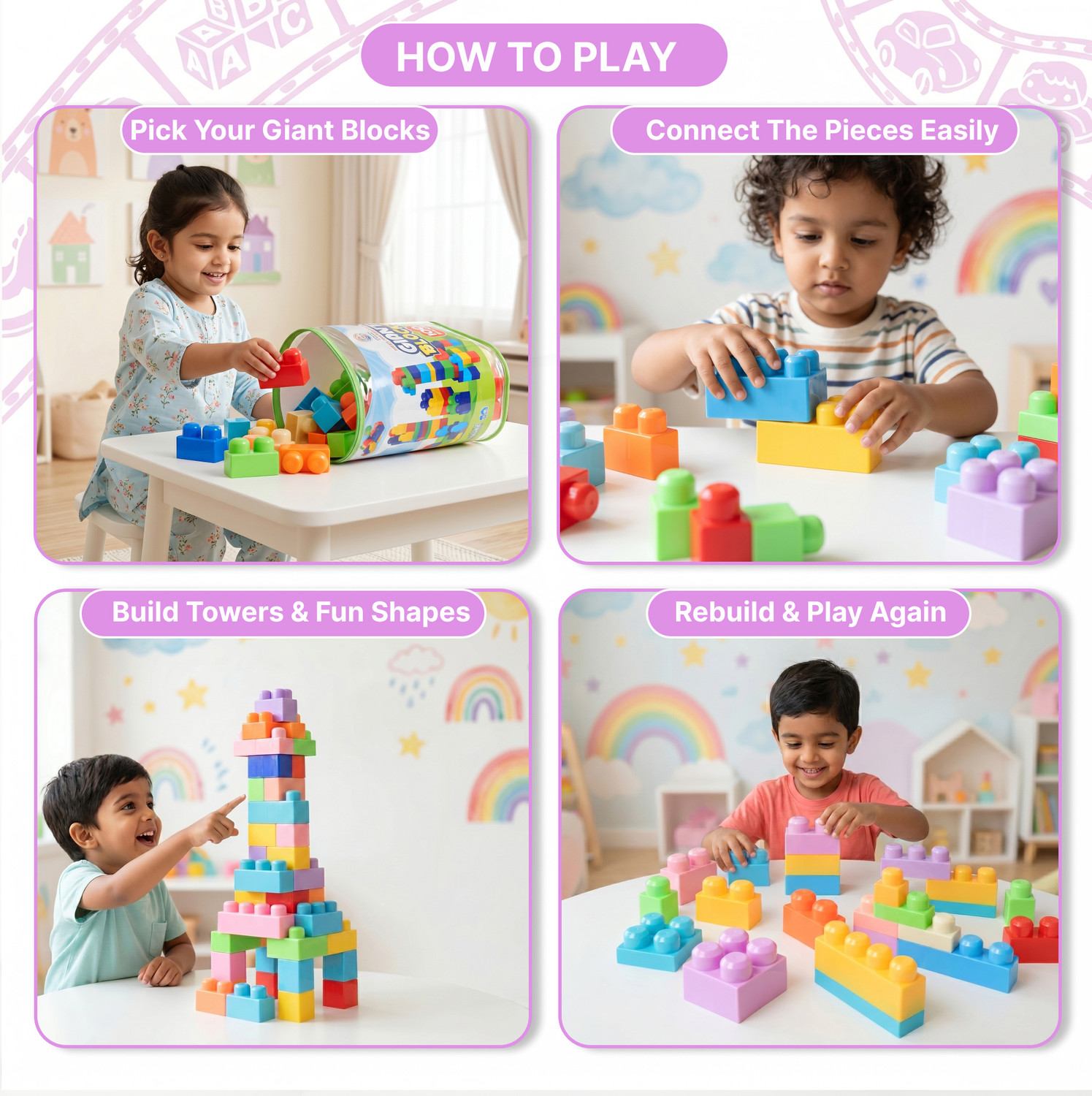 Image of RATNA'S Giant Building Blocks 100 pieces set.A perfect Building set for kids