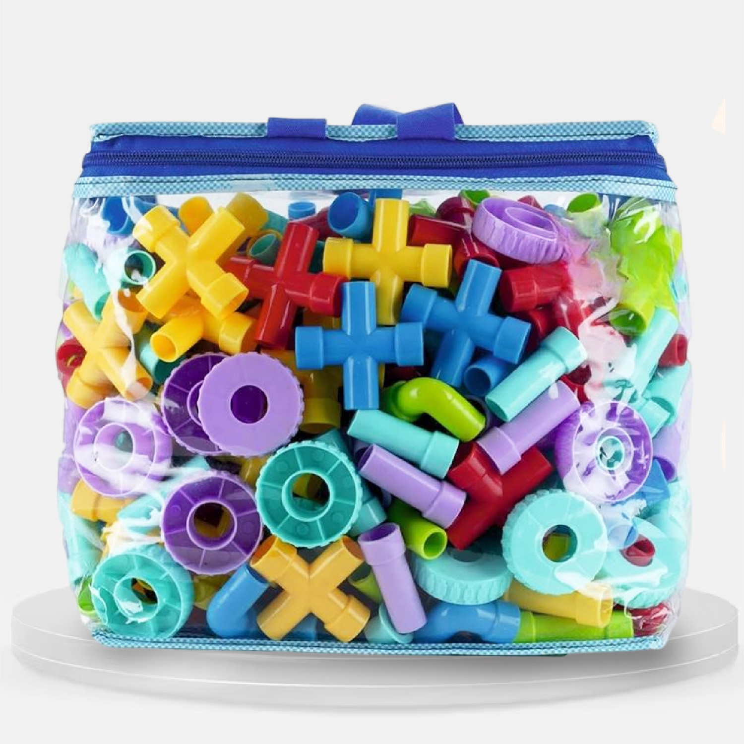 Image of PlayMagic Pipe Building Blocks - 520 Pcs|Tube Locks Construction|Tube Toy with Wheels