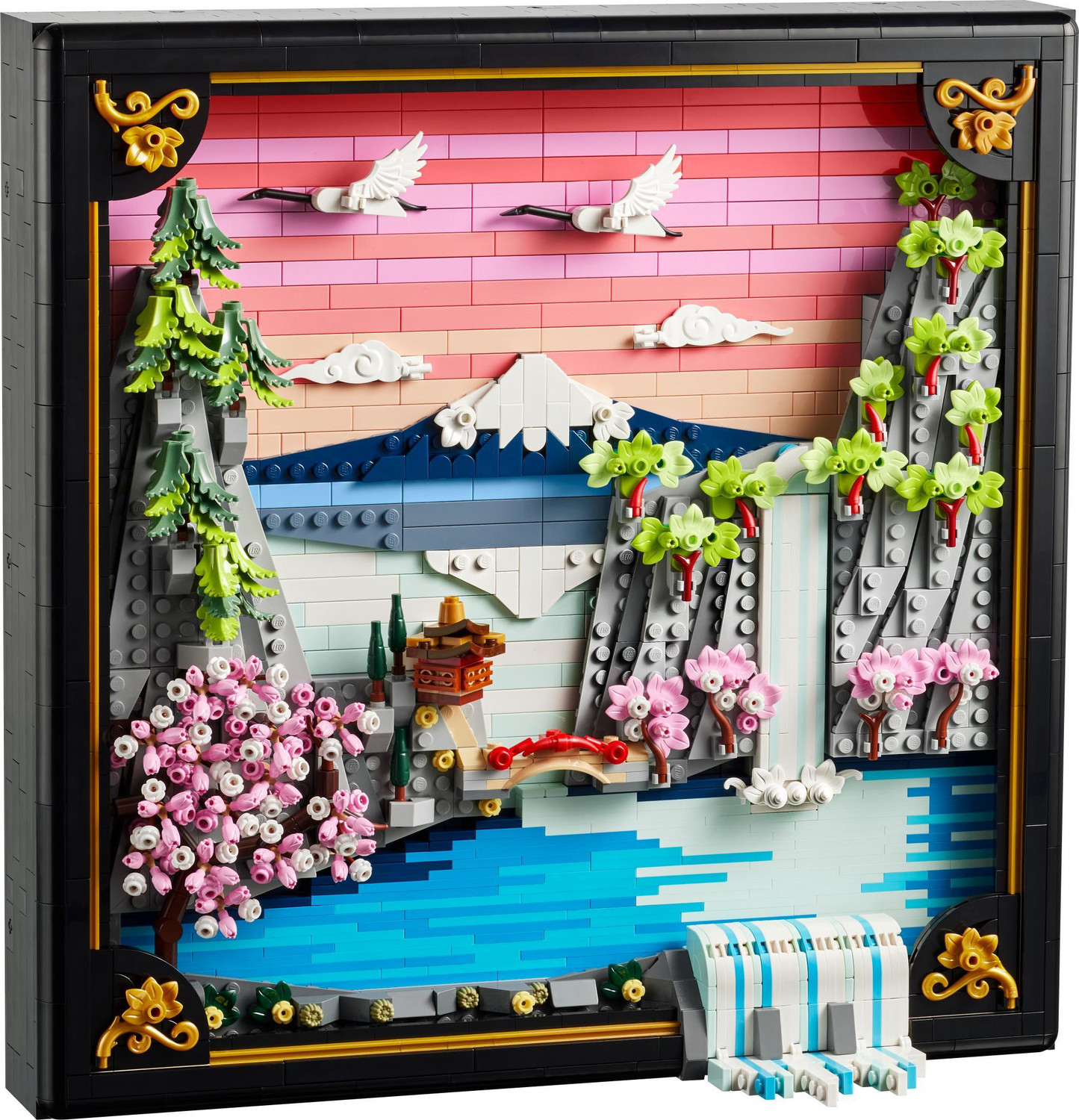 Image of LEGO Art Japanese Cherry Blossom Landscape Wall Art 31218