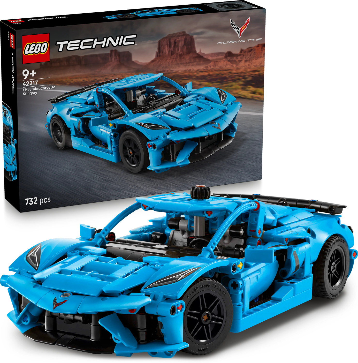 Image of LEGO Technic Chevrolet Corvette Stingray Blue Car Model Kit 42217
