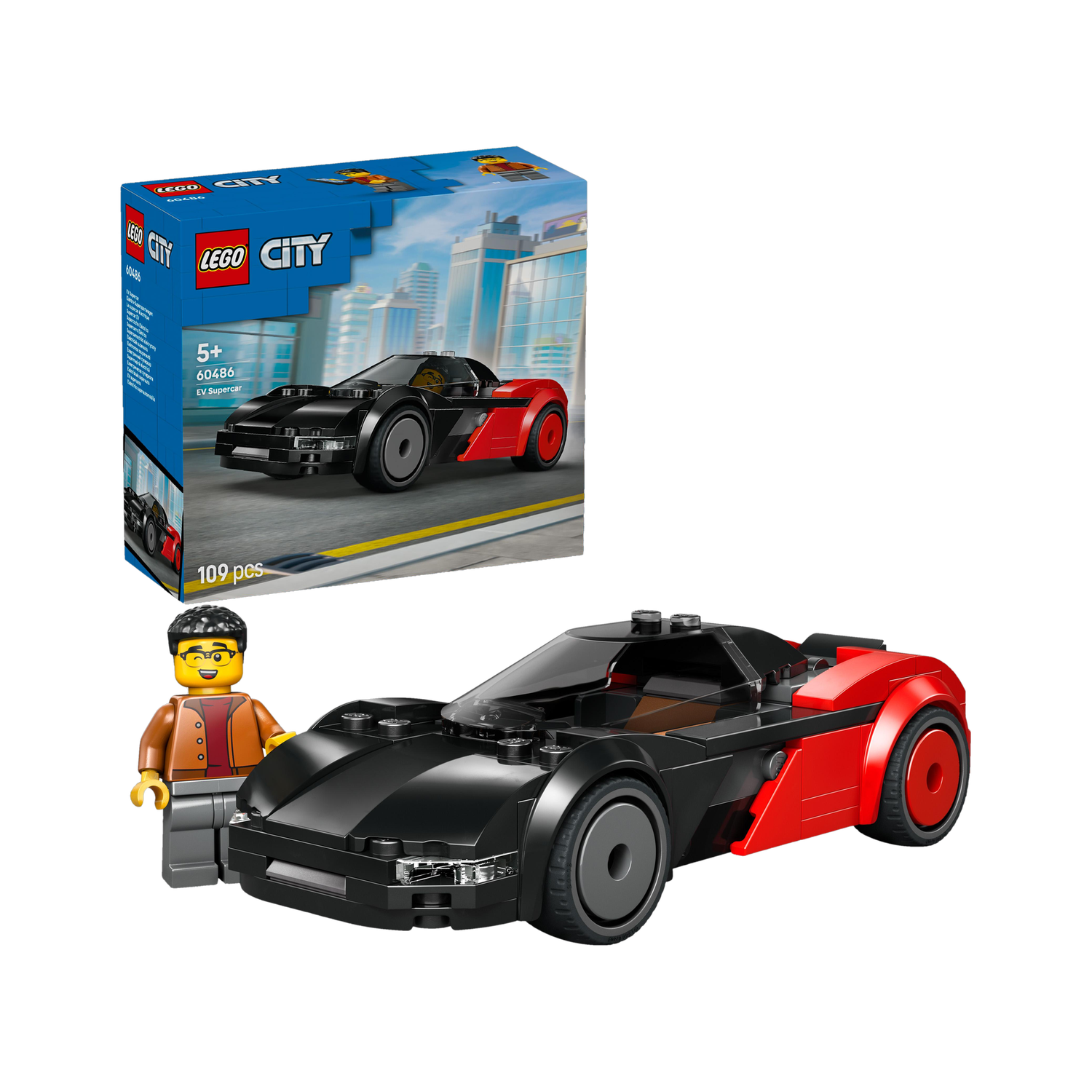 Image of LEGO City EV Supercar Toy Building Kit and Minifigure 60486