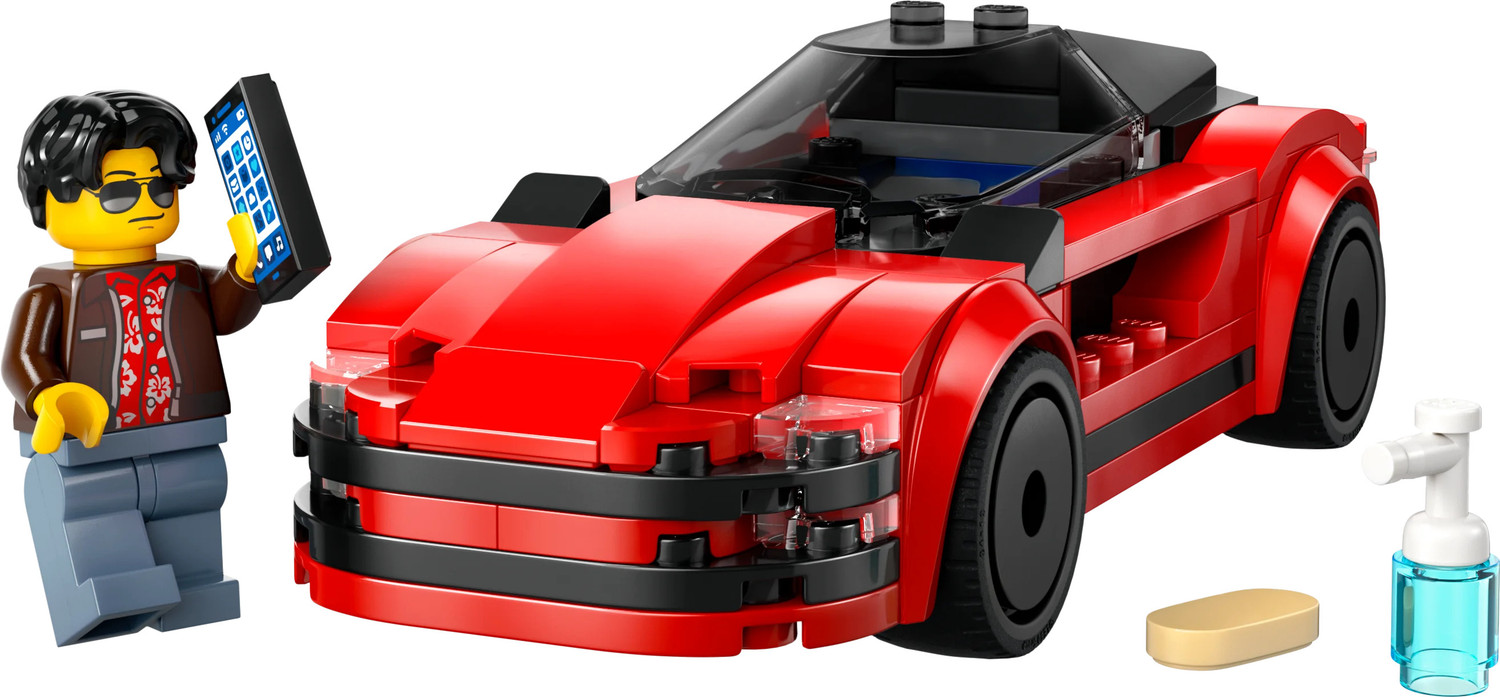 Image of LEGO City Red Sports Car Supercar Toy Vehicle Set 60448 (109 Blocks) (Multicolor)