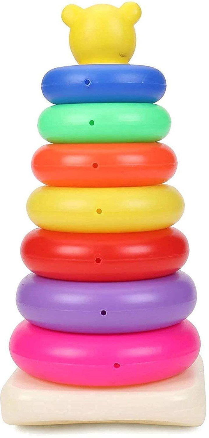 Image of NKCORP Smiley Stacking Colouring Teddy Rings for Kids and toddlers 7 pcs (Multicolor)