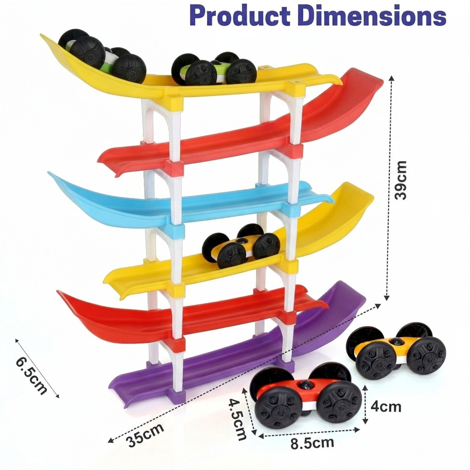 Image of SOVETO Racer Ramp Car Sliding Toy 6 ramps & 4 cars for Kids