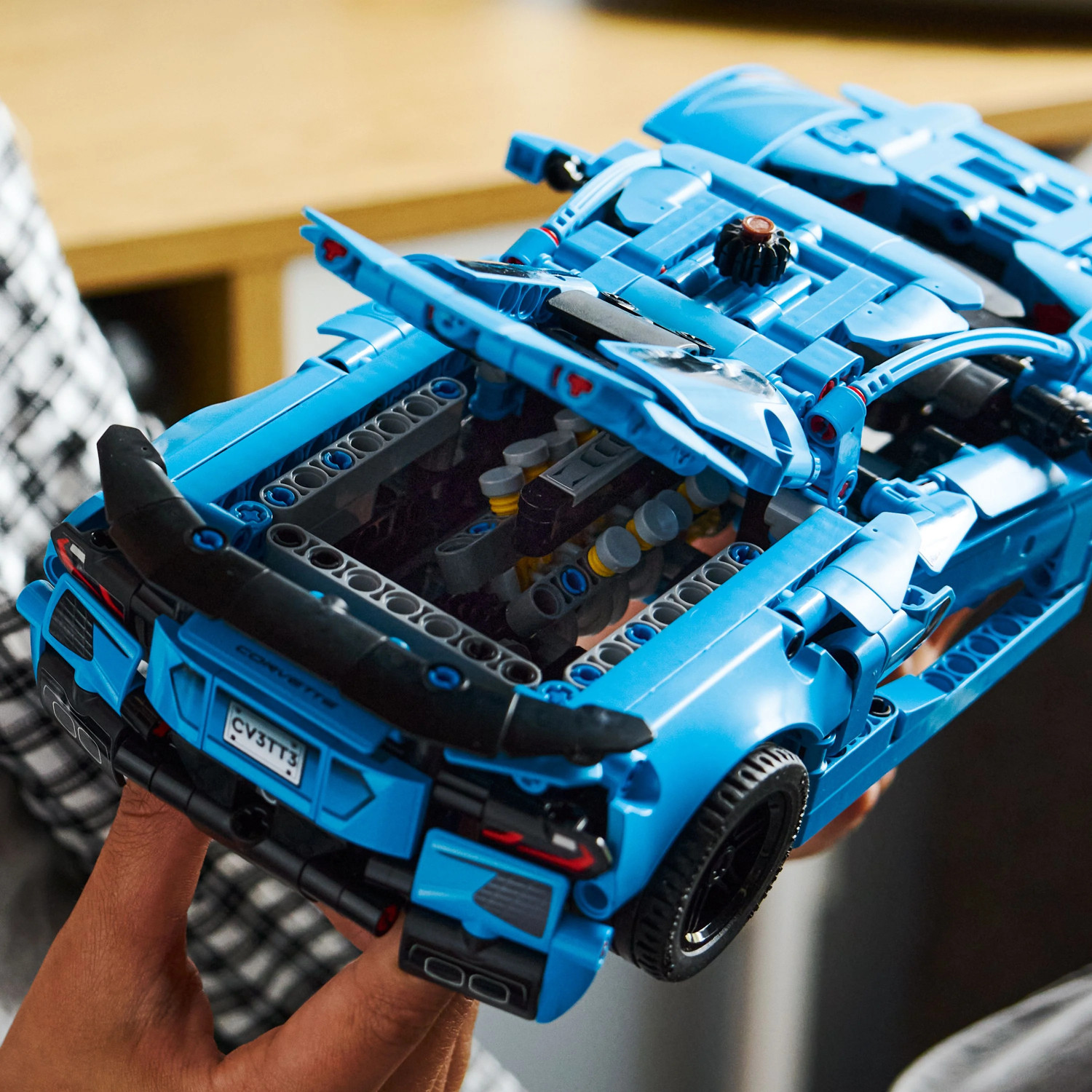 Image of LEGO Technic Chevrolet Corvette Stingray Blue Car Model Kit 42217