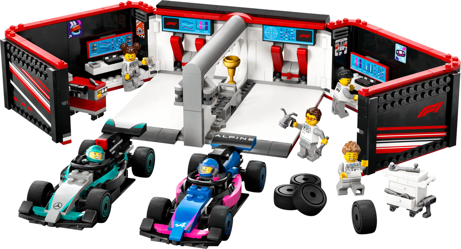 Image of LEGO City F1 Garage & Mercedes-AMG & Alpine Cars Toy Playset 60444 (678 Blocks)