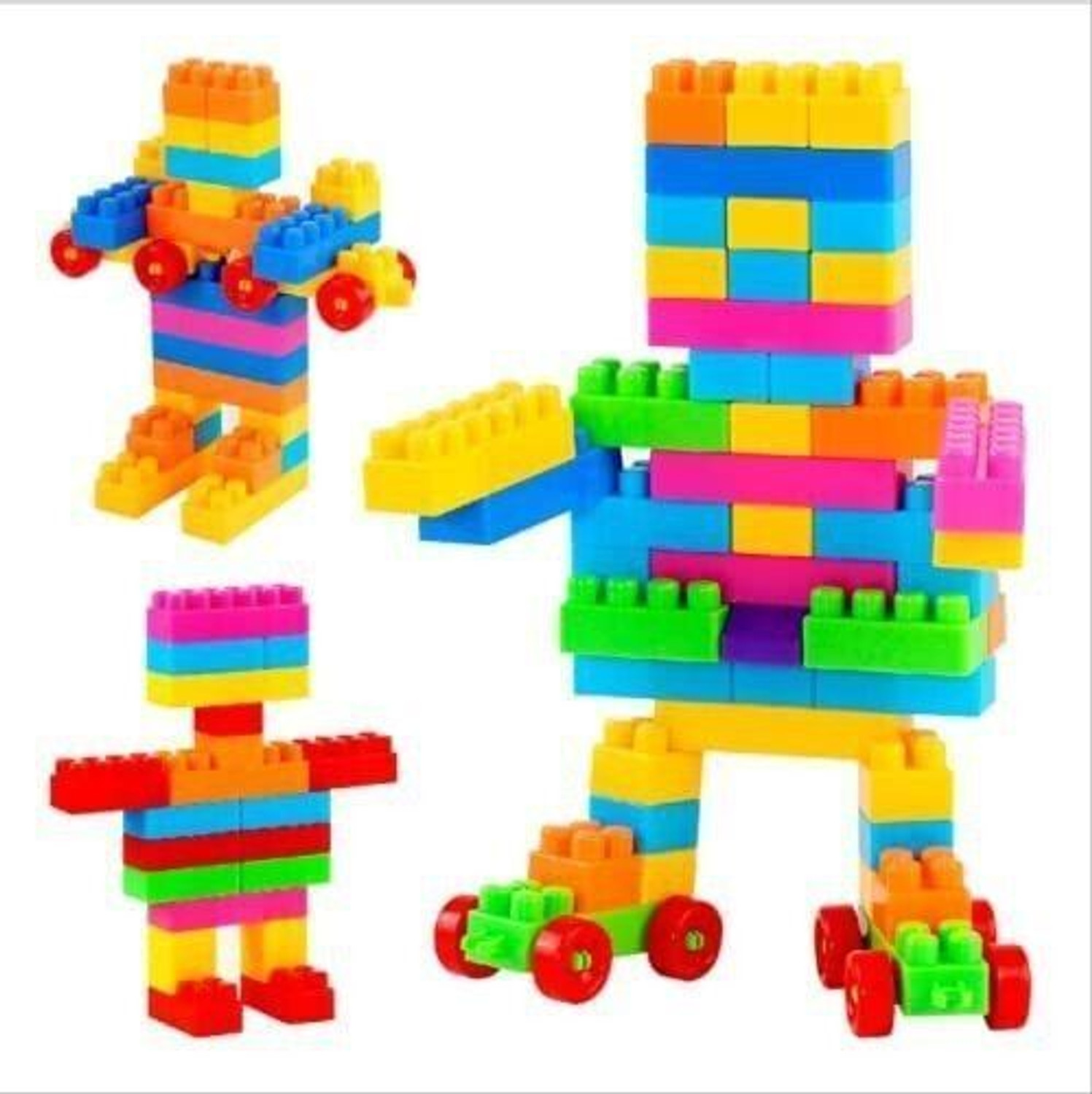 Image of Pulsbery 200 Pcs Bricks Toys Sets with Wheel, Blocks,Educational Toys for Kids