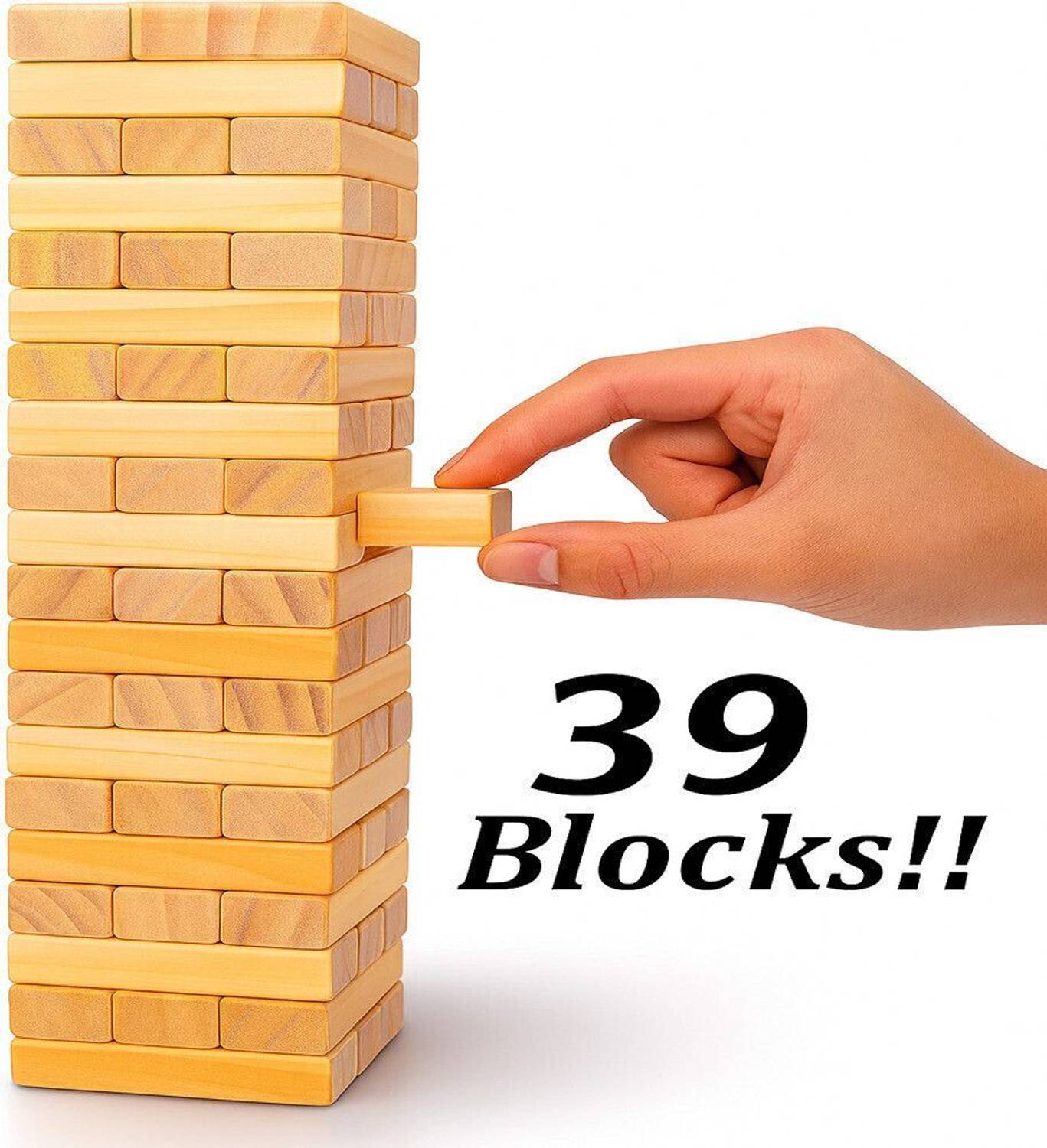 JINGAPLAYME Wooden Jenga Game Set | Fun Learning Toy for Kids (39