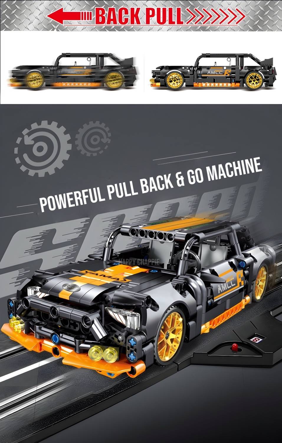 Happy Chappie 520 PCS Mechanical Rally Racing Car Set - Image 5