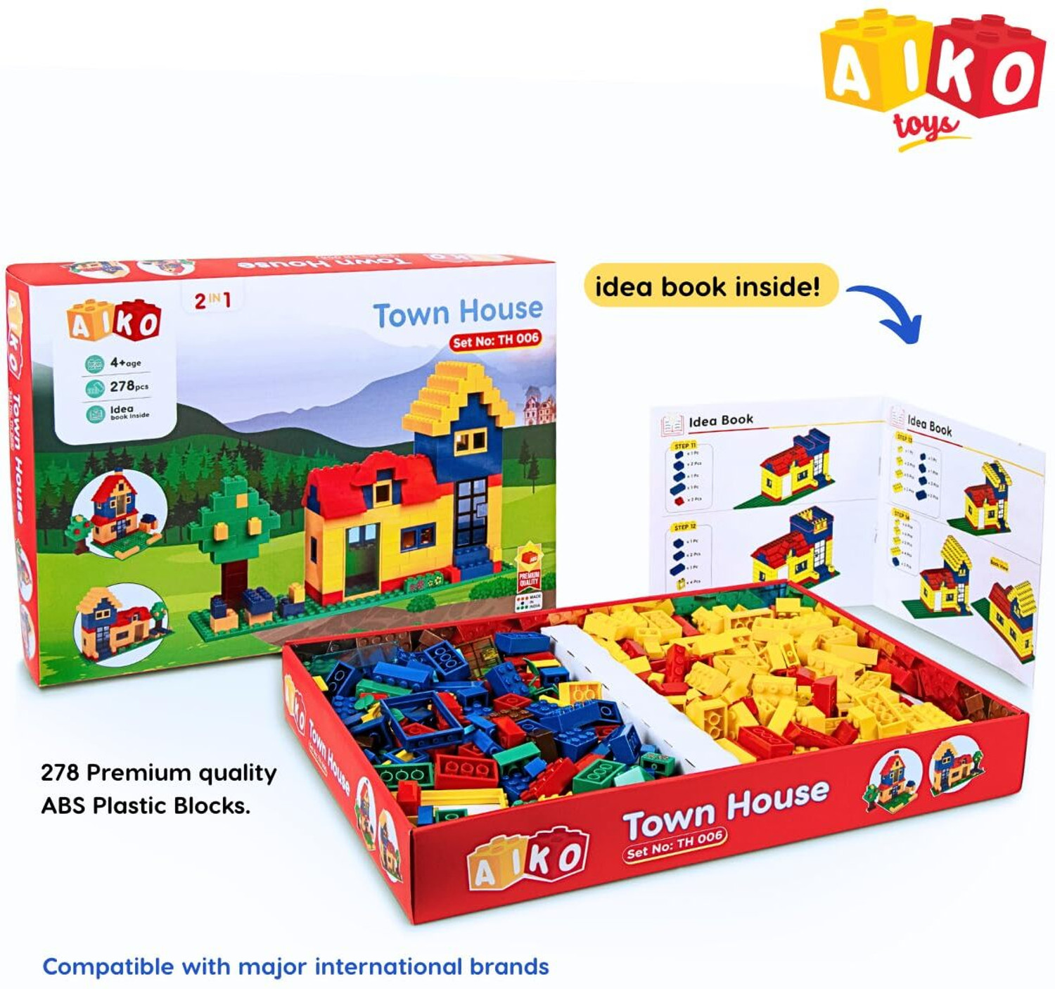 Image of Aiko Town House 6 | 278 Premium Building Blocks | Construction Toy for Kids