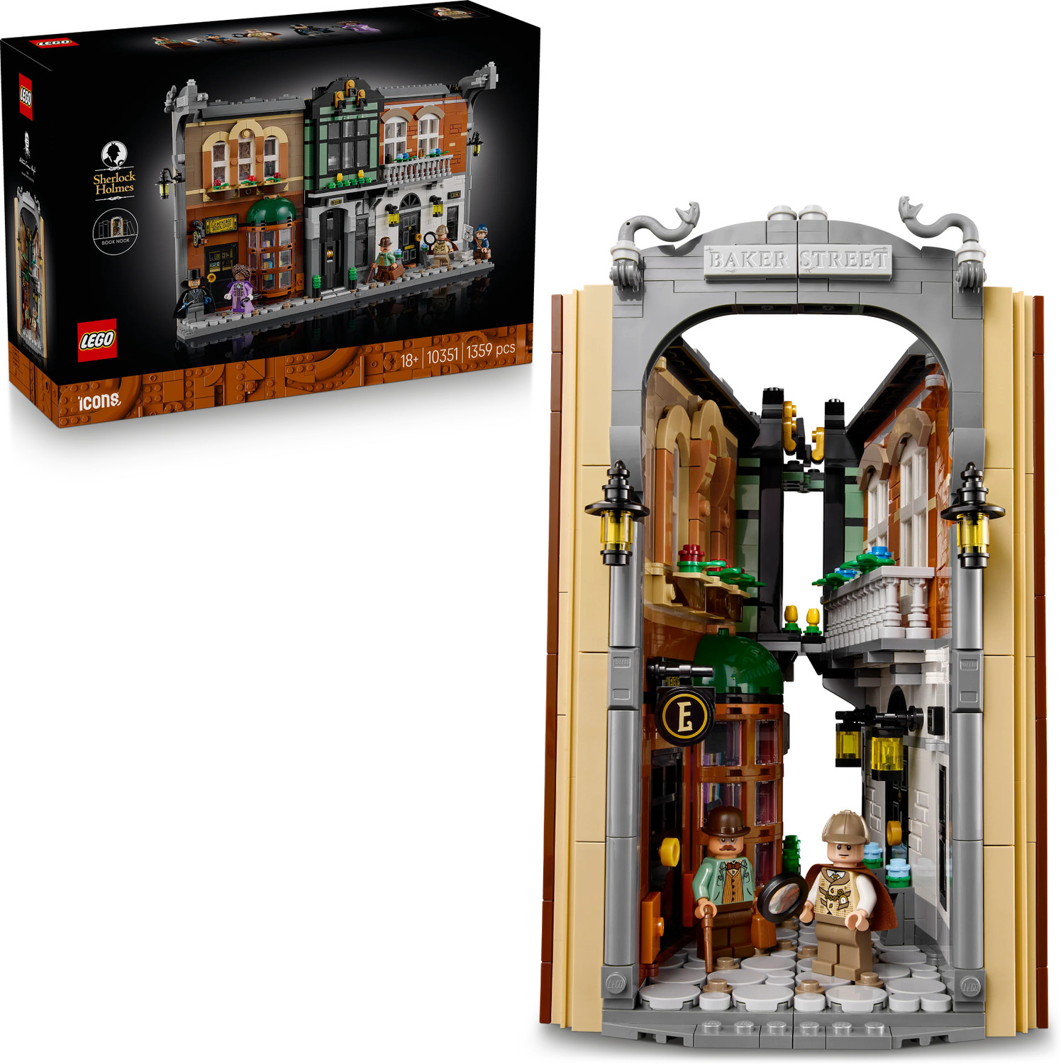 Image of LEGO Icons Sherlock Holmes: Book Nook Kit, Bookshelf Dcor Building Set 10351 (Multicolor)