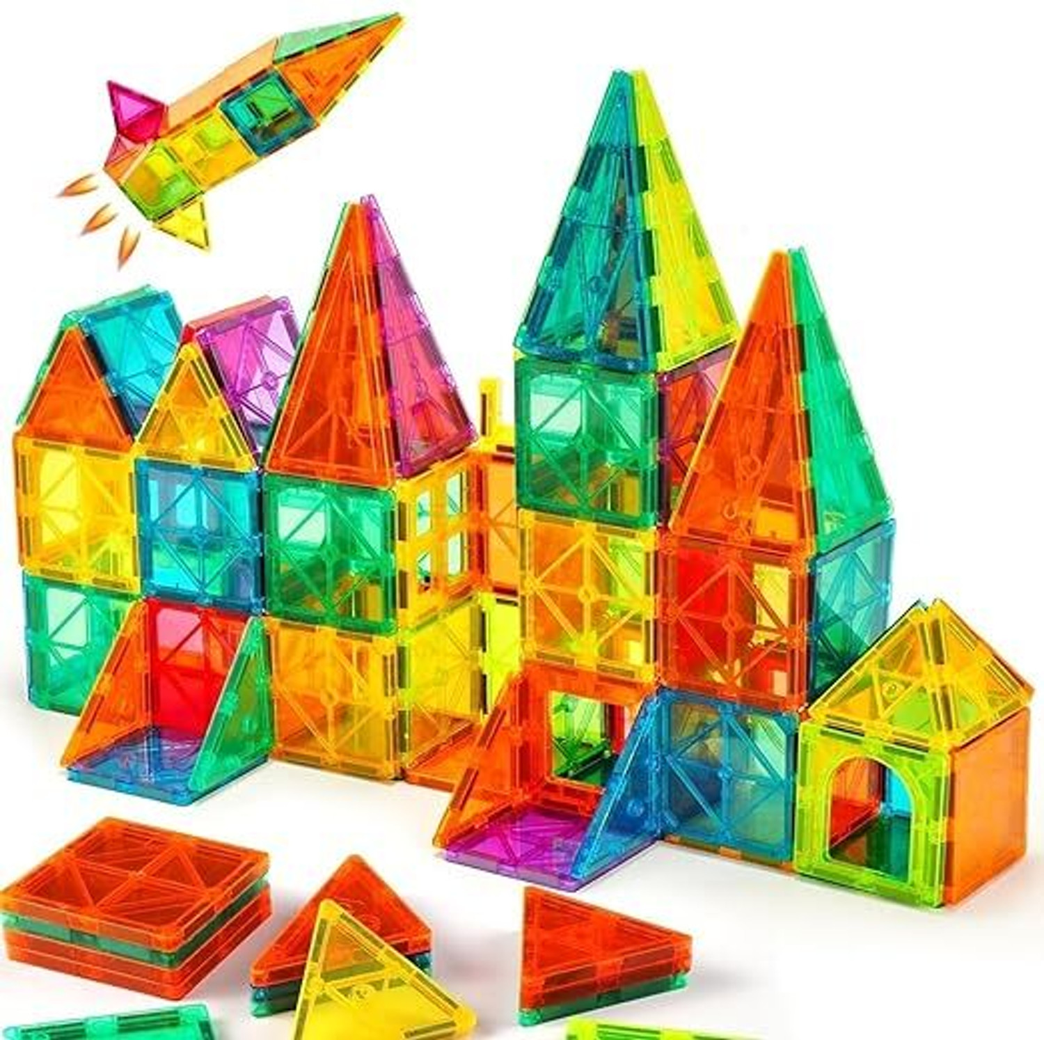 Image of HeyKids Stacking Toys 26Pcs Magnetic Tiles for Kids Learning Educational Building Blocks