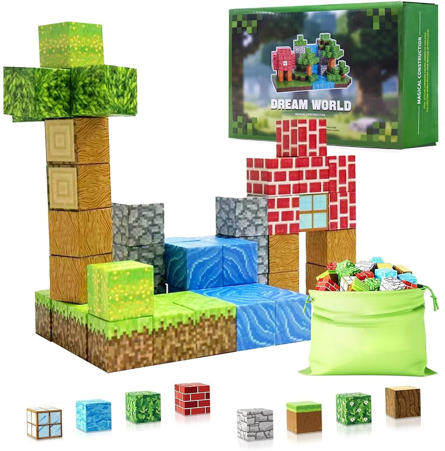 Image of KIDOLOGY 48pcs Magnetic Building Blocks - Mine-Themed STEM Montessori Toy for Kids 3+
