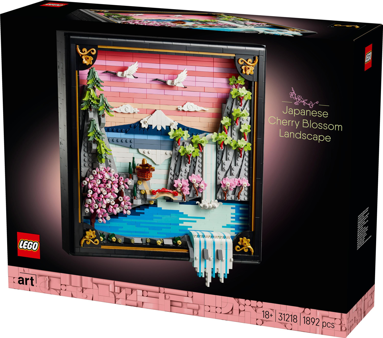 Image of LEGO Art Japanese Cherry Blossom Landscape Wall Art 31218