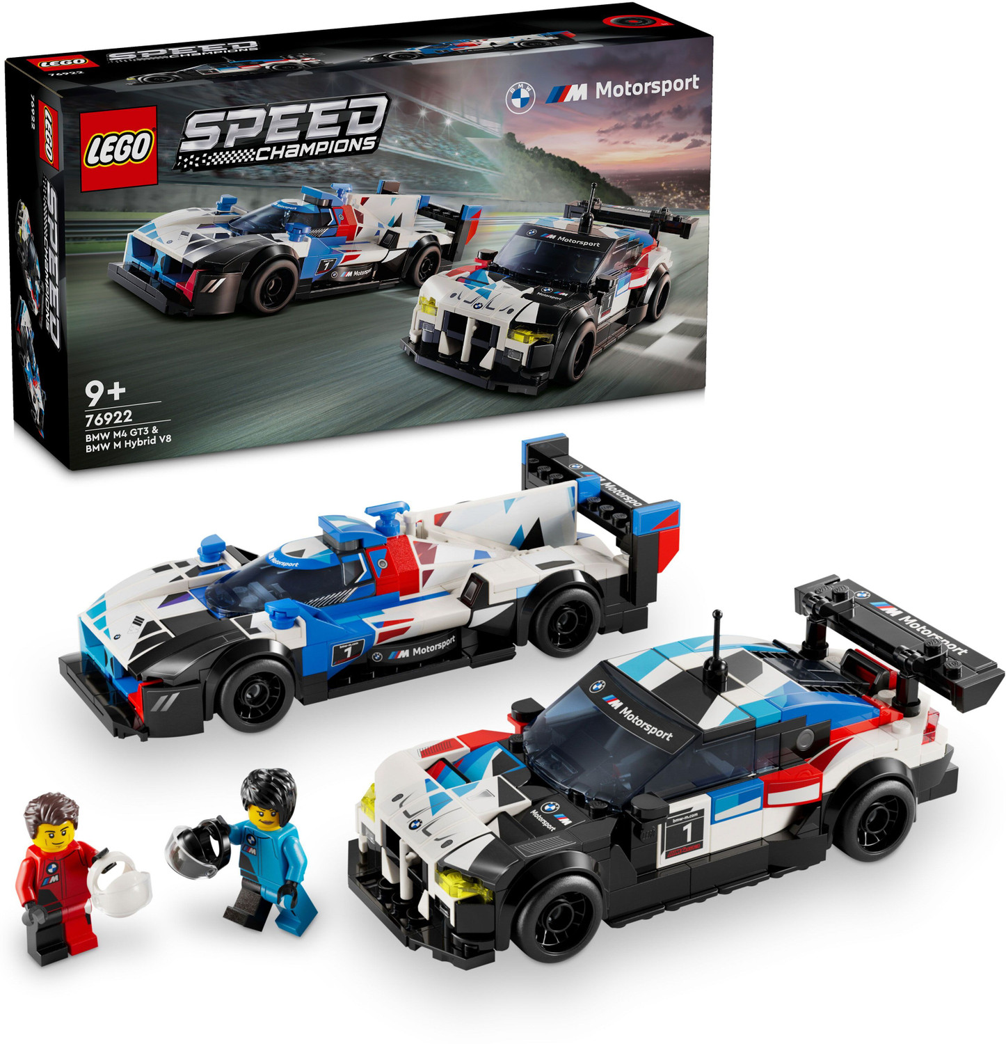 Image of LEGO Speed Champions BMW M4 GT3 & BMW M Hybrid V8 Race Cars 76922 (676 Pieces)