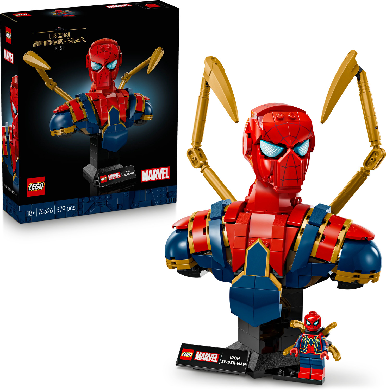 Image of LEGO Marvel Iron Spider-Man Bust Collectible Adult Building Set 76326