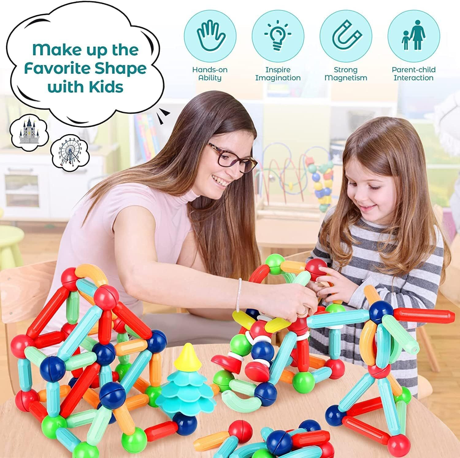 Image of J K INTERNATIONAL Magnetic Sticks Building Blocks for Kids Brain Toys ( 48 pcs )
